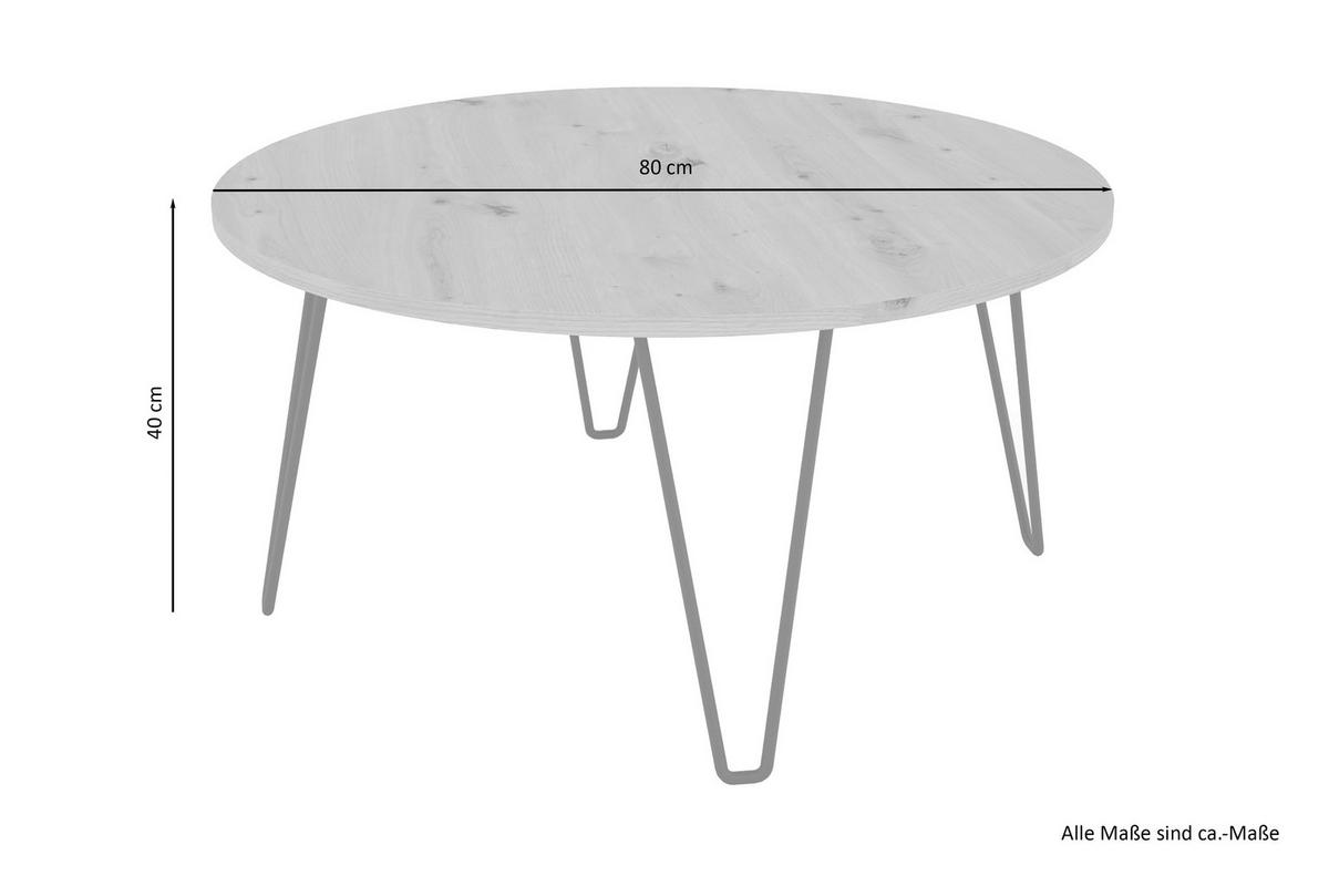 Couchtisch Rund Flair Schwarz/eiche Artisan Dekor - Schwarz/Eiche Artisan, KONVENTIONELL, Holzwerkstoff/Metall (80/80/40cm) - MID.YOU