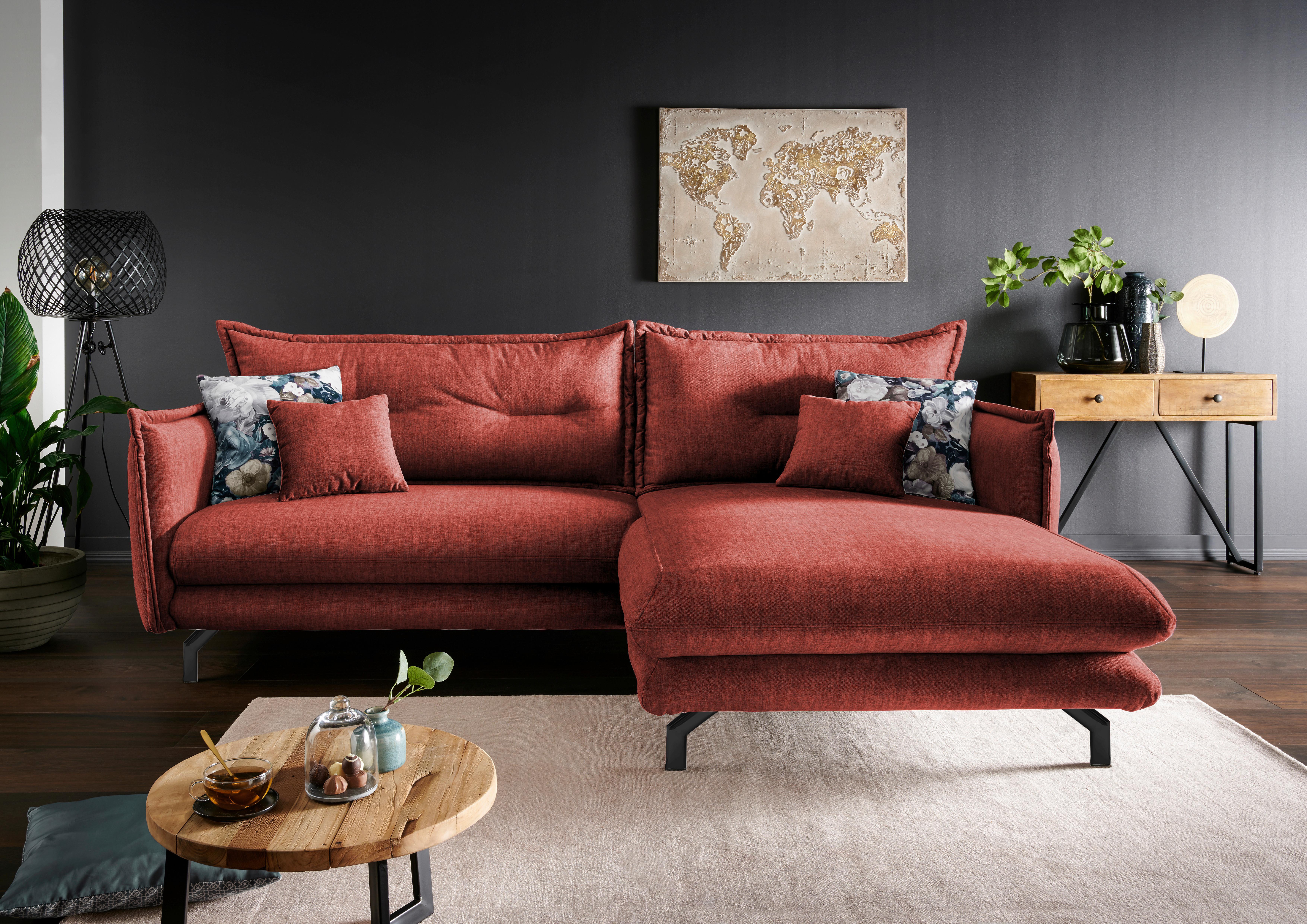 Ecksofa Lava Koralle S: 255/180 cm - Türkis/Koralle, MODERN, Textil (255/180cm) - Livetastic
