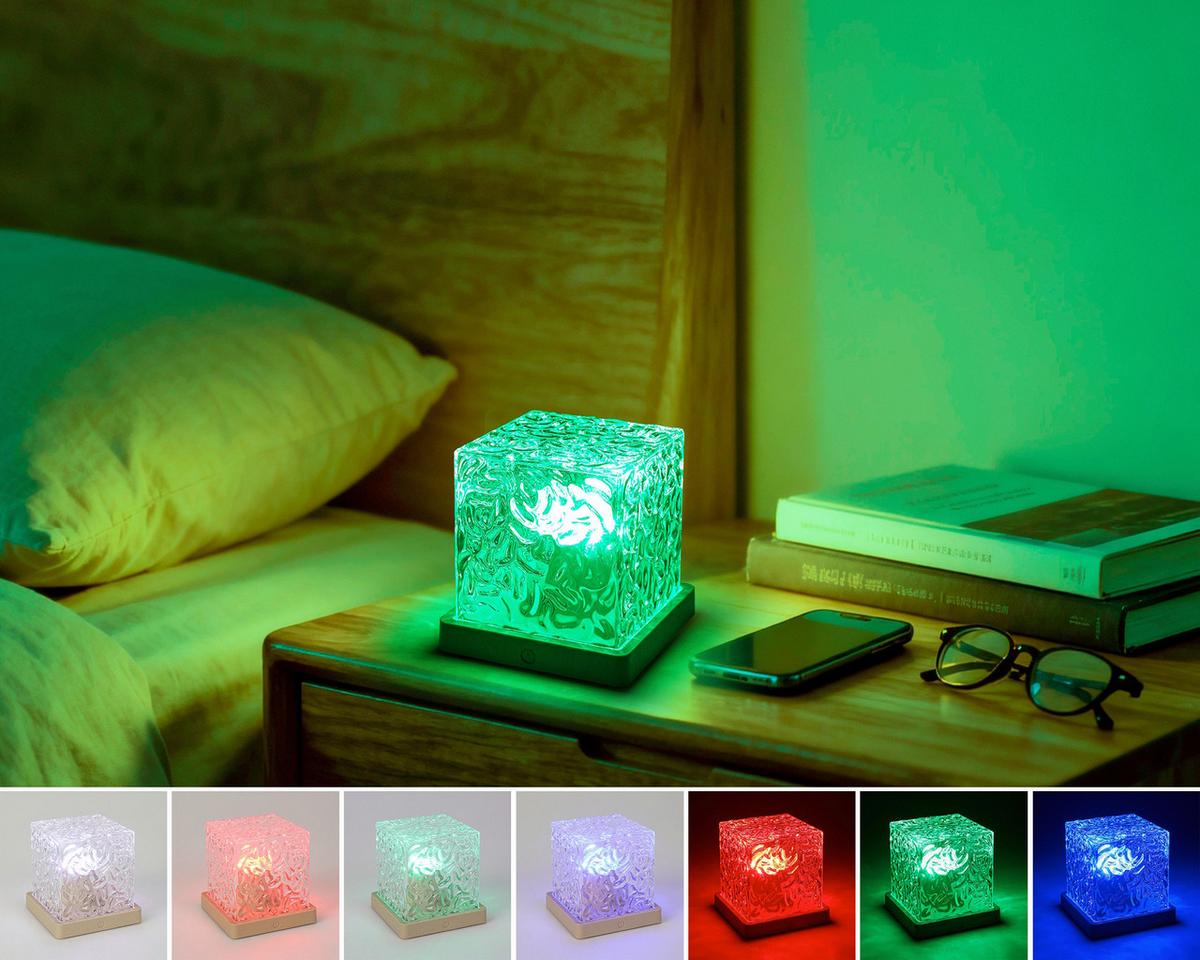 STOLNÁ LED LAMPA NIKA - priehľadné/piesková, Modern, plast (11/11/11cm) - Mömax