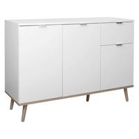 Kommode mit Echtholz-Füßen B 120cm Göteborg 56, Weiß/Eiche - Weiß/Sonoma Eiche, KONVENTIONELL, Holzwerkstoff (120/85/40cm) - MID.YOU