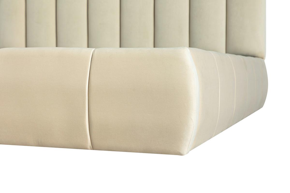 Polsterbett Damast Beige B: 195 Cm - Beige/Schwarz, Design, Holzwerkstoff/Textil (195/110/223cm) - Livetastic