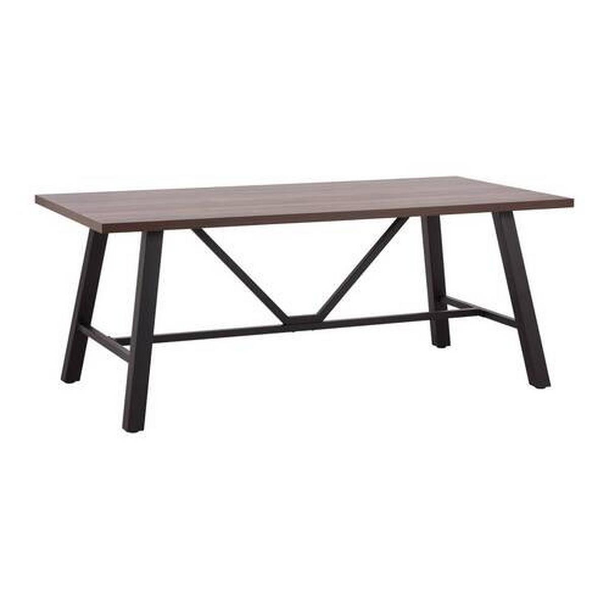 Jídelní stůl ANDRI 180x90 cm - černá/barvy vlašských ořechů, Moderní, kov/kompozitní dřevo (180/90/75cm) - Bessagi Home