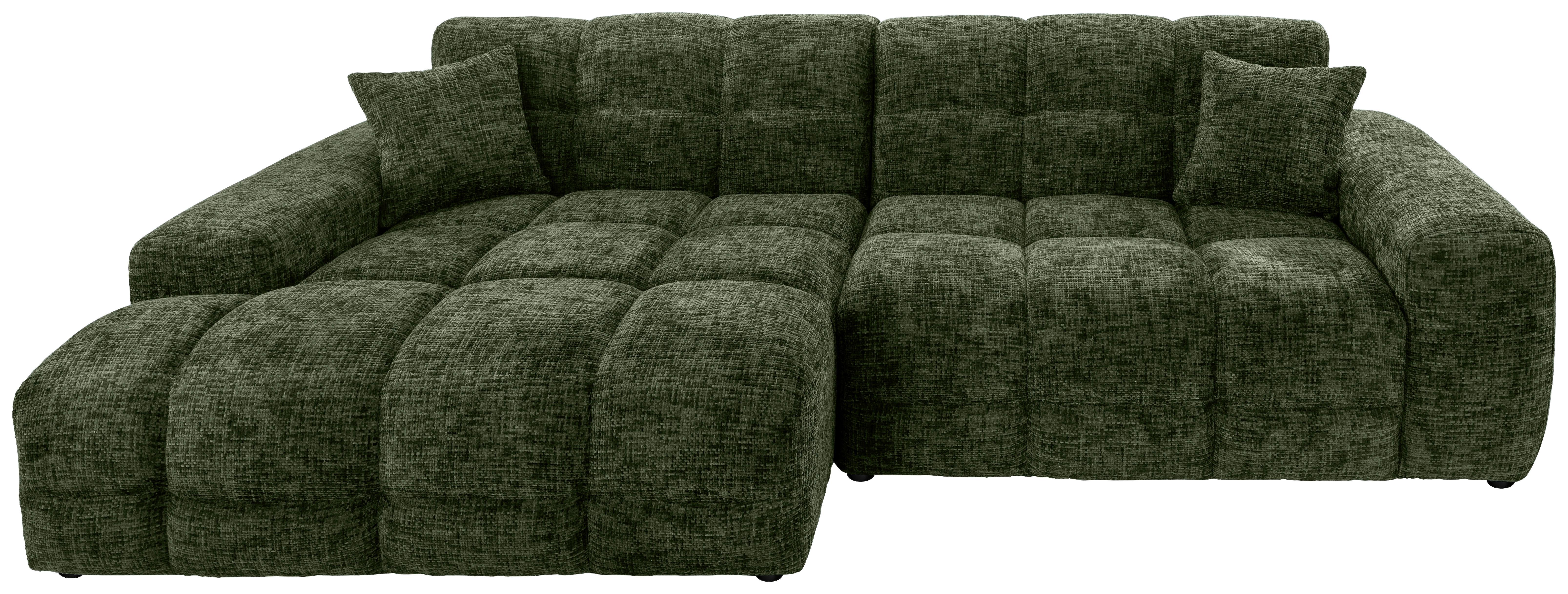 Ecksofa  Bosco Dunkelgrün S: 152x301 cm - Dunkelgrün/Schwarz, MODERN, Textil (152/301cm) - Livetastic