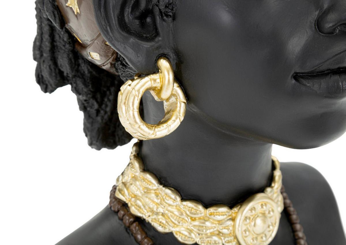 Skulptur Massai Woman Schwarz, Goldfarben, B: 19 cm - Goldfarben/Schwarz, Basics, Kunststoff (19/30/18.5cm)