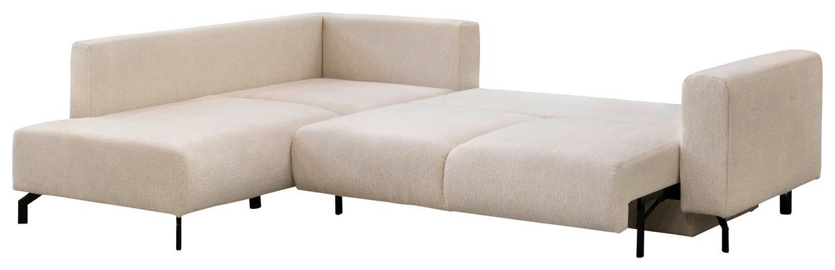 Rohová sedačka VENI, ľavá, béžová žinylka - černá/béžová, Moderní, kov/textil (210/272cm)