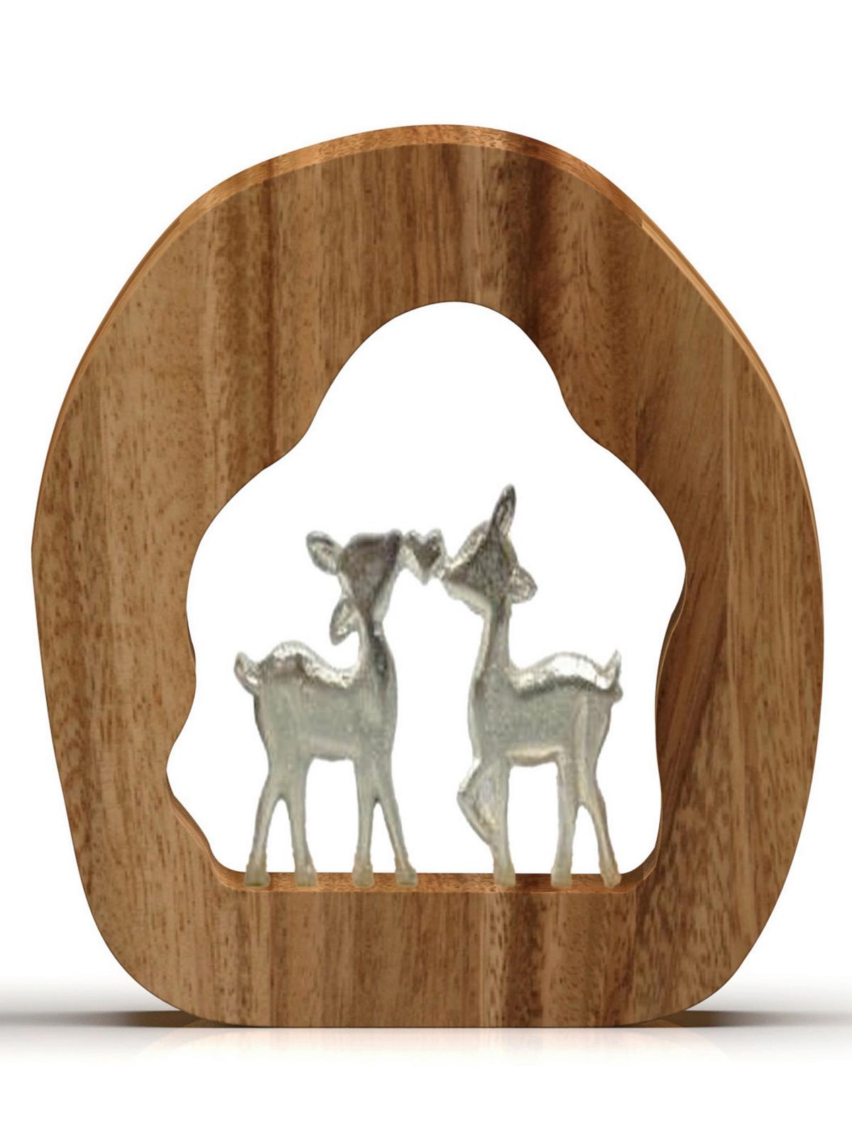 Skulptur Bambi - Naturfarben/Nickelfarben, KONVENTIONELL, Holz/Metall (20,5/3,5/23cm) - James Wood