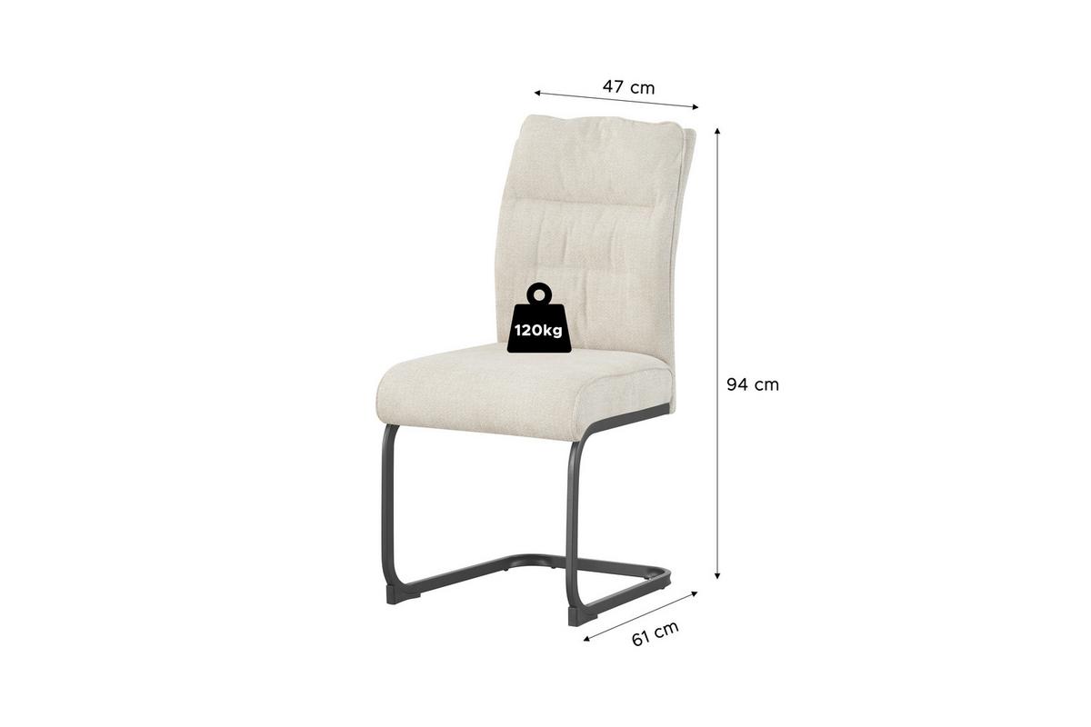 Schwingstuhl-Set Frieda Creme B: 47 cm - Creme/Schwarz, MODERN, Textil/Metall (47/94/61cm) - MID.YOU