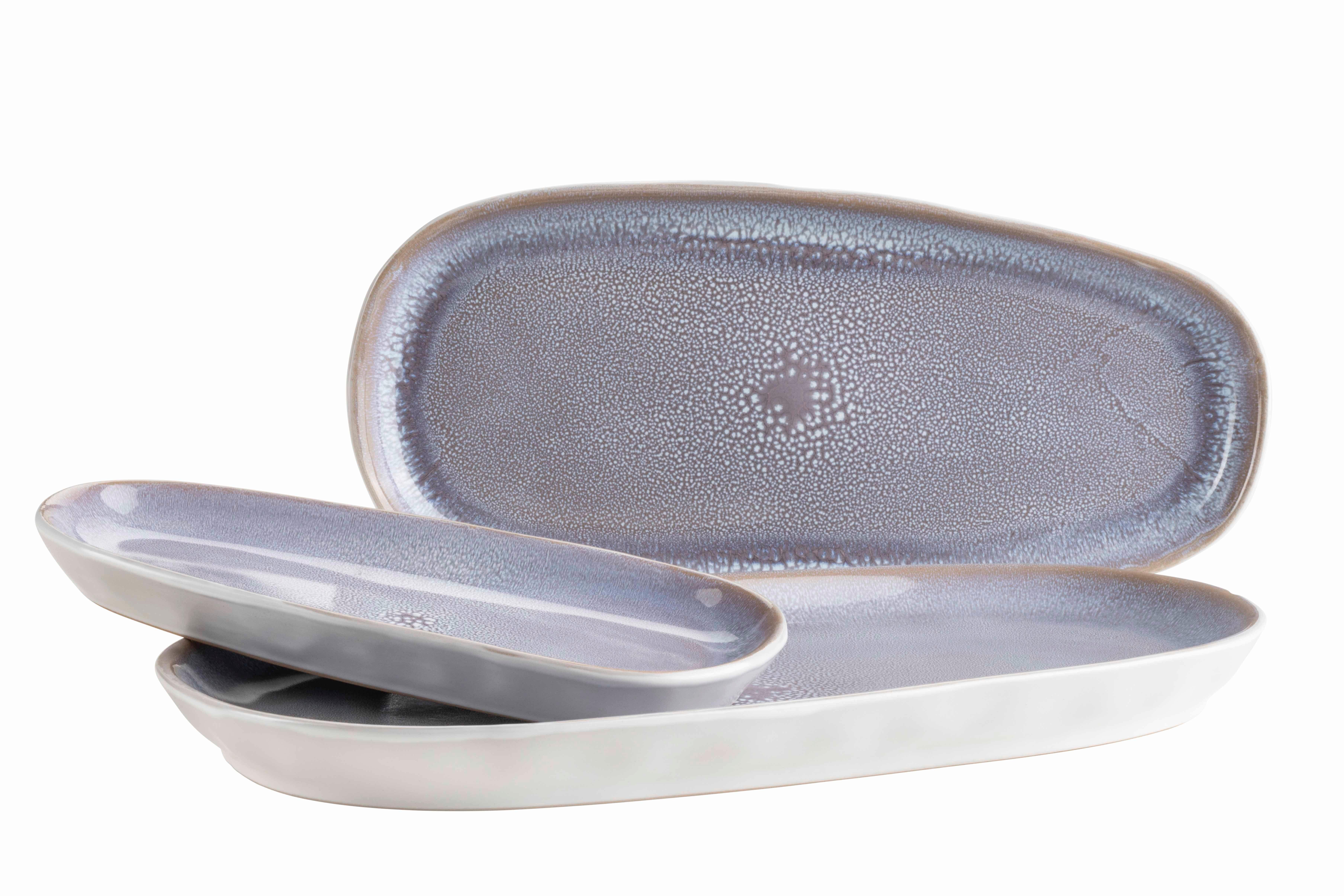 Servierplatten-Set Elea Steinzeug, Flieder, 3-teilig - Flieder, Basics, Keramik - Mäser