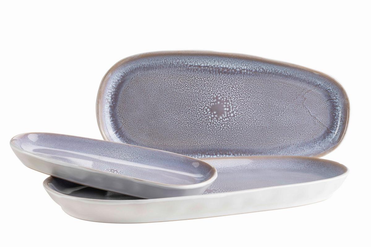 Servierplatten-Set Elea Steinzeug, Flieder, 3-teilig - Flieder, Basics, Keramik - Mäser