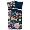 Wendebettwäsche Fiori Blau 135x200 cm - Blau/Dunkelblau, Natur, Textil (135/200cm)