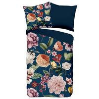 Wendebettwäsche Fiori Blau 135x200 Cm - Blau/Dunkelblau, Natur, Textil (135/200cm)