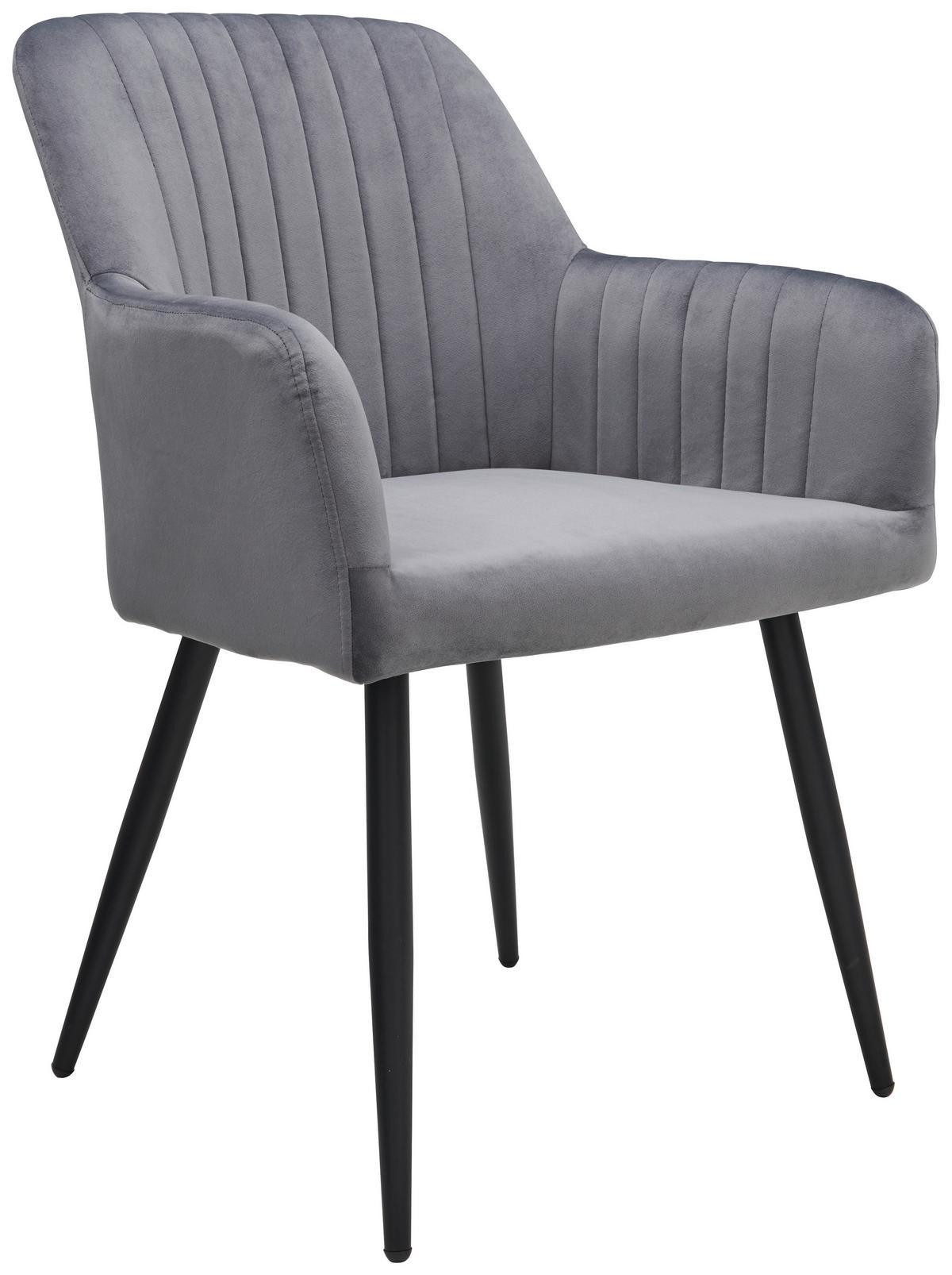 Armlehnstuhl Tommy Blau/Schwarz Gepolstert - Blau/Schwarz, MODERN, Textil/Metall (62/86/64cm) - MID.YOU