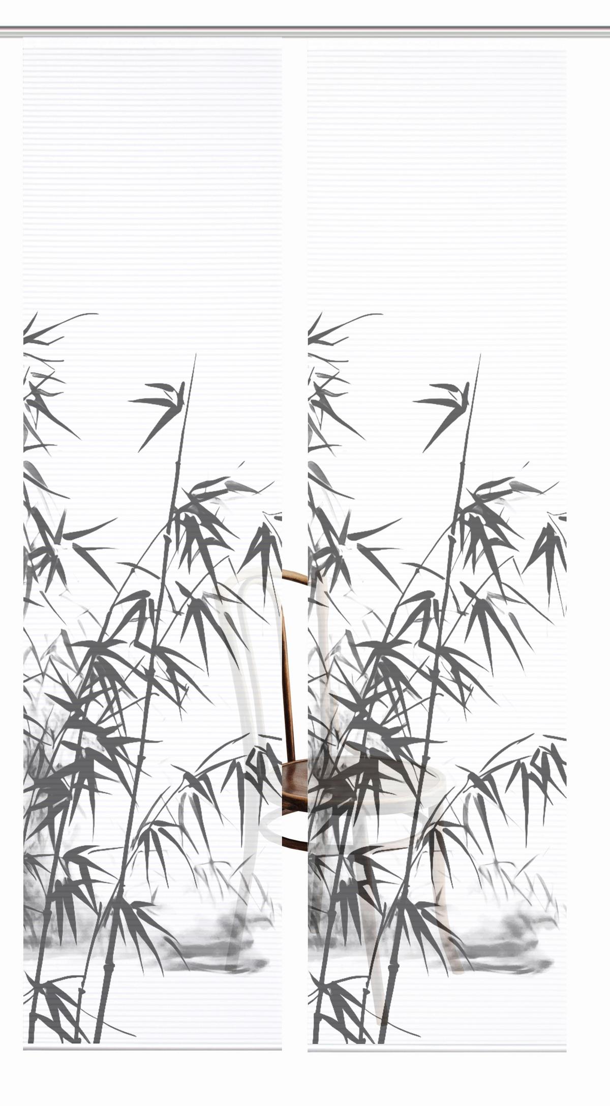 Flächenvorhang Rufus 2er Set - Grau Hochglanz/Weiß, Natur, Textil (60/245cm)