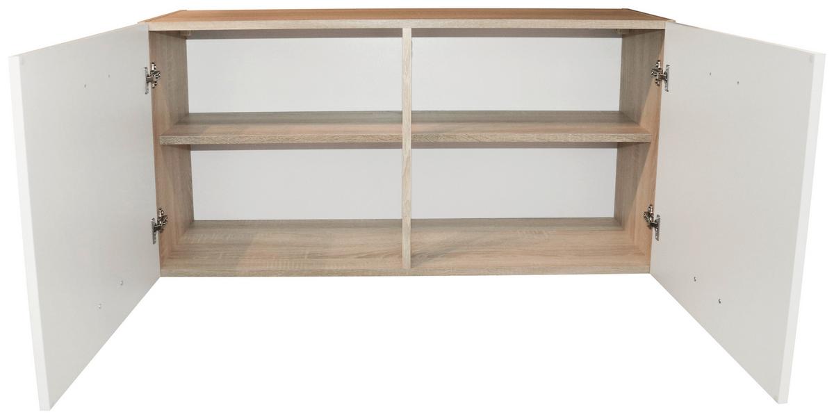 Küchenoberschrank Andy 100 Cm Weiß/eiche Dekor 2 Drehtüren - Weiß/Sonoma Eiche, Basics, Holzwerkstoff (100/50/31cm) - MID.YOU