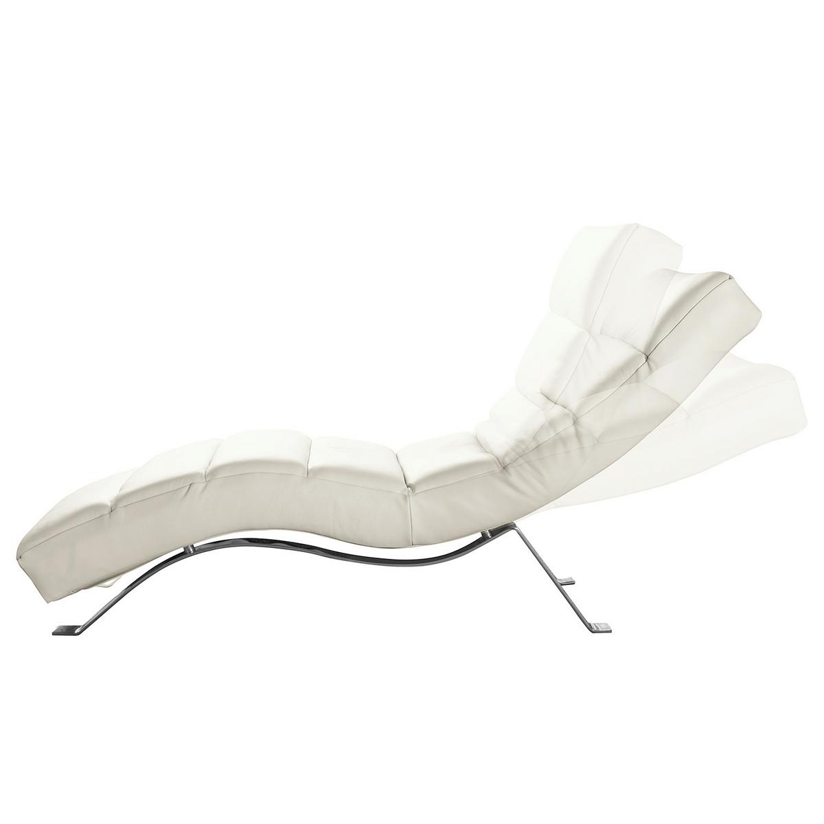 Relaxliege Swing Silver Weiß B: 65 cm - Silberfarben/Weiß, Design, Leder (65/65-95/171cm) - Livetastic