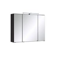 Spiegelschrank Cardiff Led 3 Türen 80x64x20 Cm - Graphitfarben, KONVENTIONELL, Glas/Holzwerkstoff (80/64/20cm) - Held