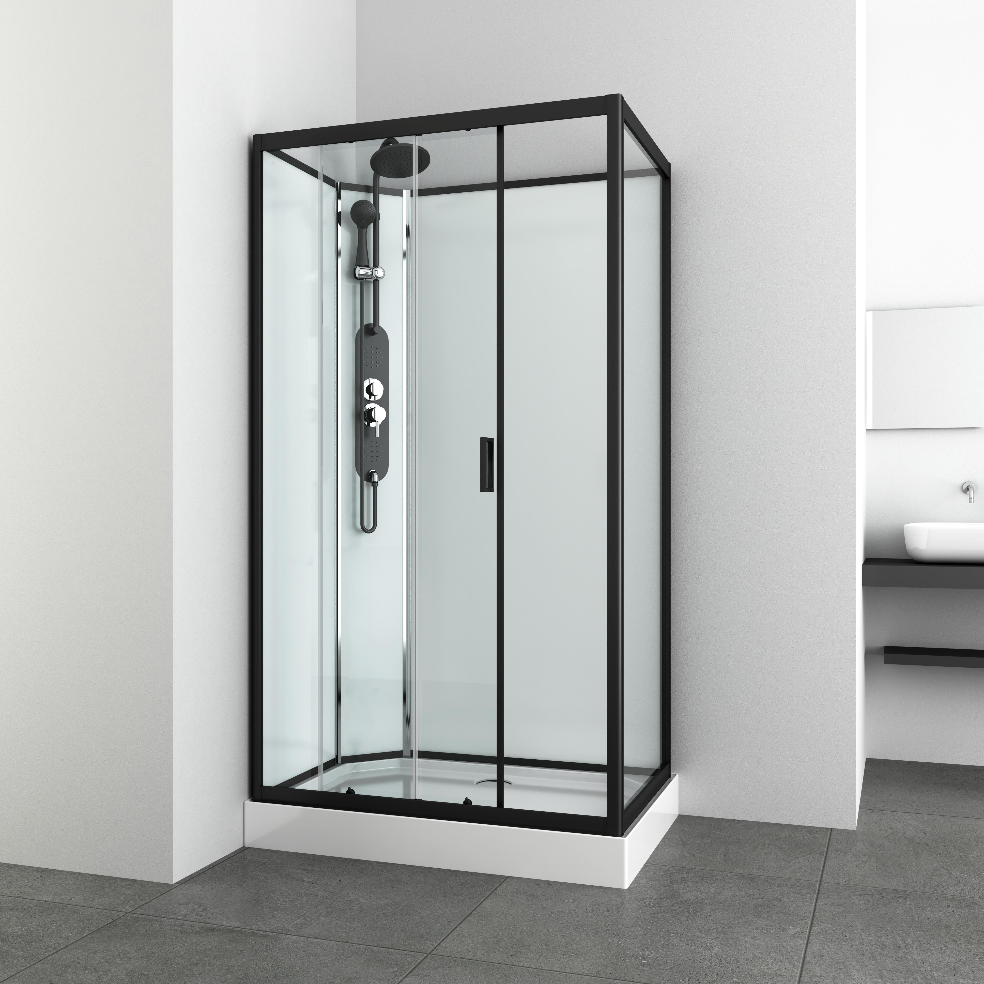Duschkabine Epic 3 Komplett-Set Seiteneinstieg - Schwarz, MODERN, Glas/Metall (120/80/225cm) - Sanotechnik