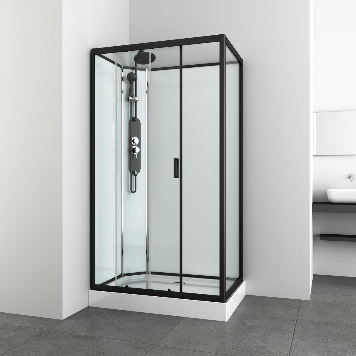Sprchový kút EPIC 3 - čierna, Modern, kov/sklo (120/80/225cm) - Sanotechnik