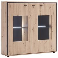 Highboard B: 153 cm Buenos Aires Anthrazit/Eichefarben - Eichefarben/Anthrazit, Design, Glas/Holzwerkstoff (153/143/38cm) - MID.YOU