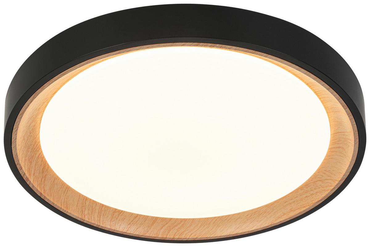 LED-Deckenleuchte Catherine - Eichefarben/Schwarz, Basics, Kunststoff/Metall (40/7cm) - Luca Bessoni