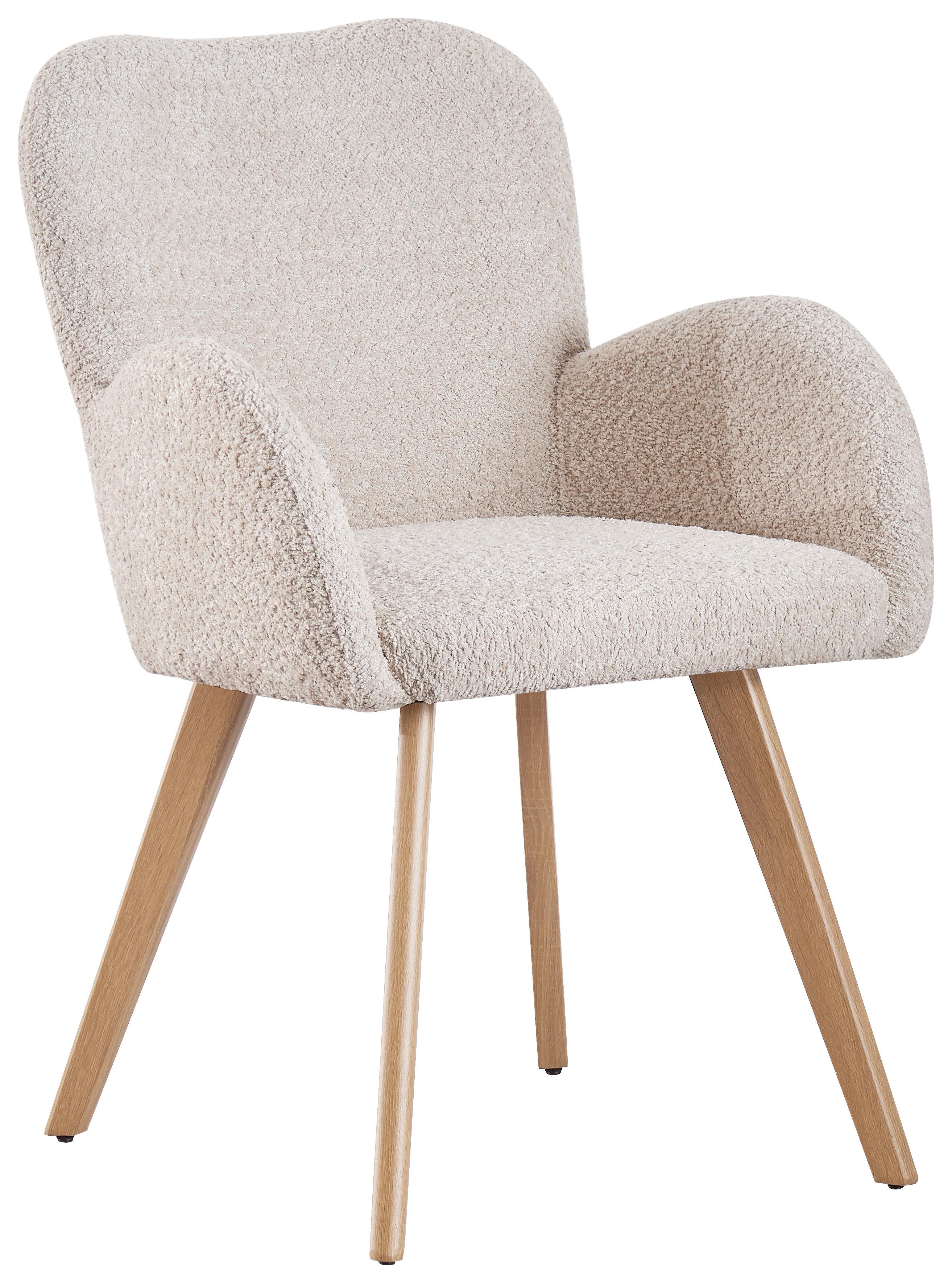 Armlehnstuhl Lydia Beige Gepolstert - Eichefarben/Beige, MODERN, Textil/Metall (57/85/63cm) - MID.YOU