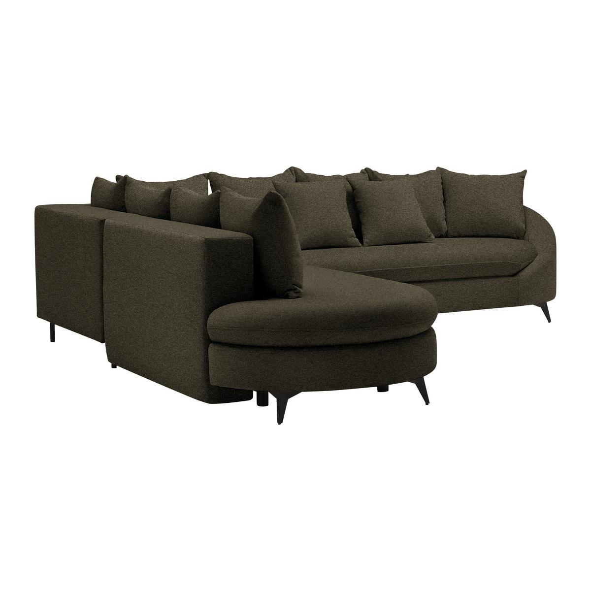 Rohová sedačka AXEL, levá, tmavé zelená tkanina - černá/tmavě zelená, Moderní, kov/textil (250/291cm) - Mömax