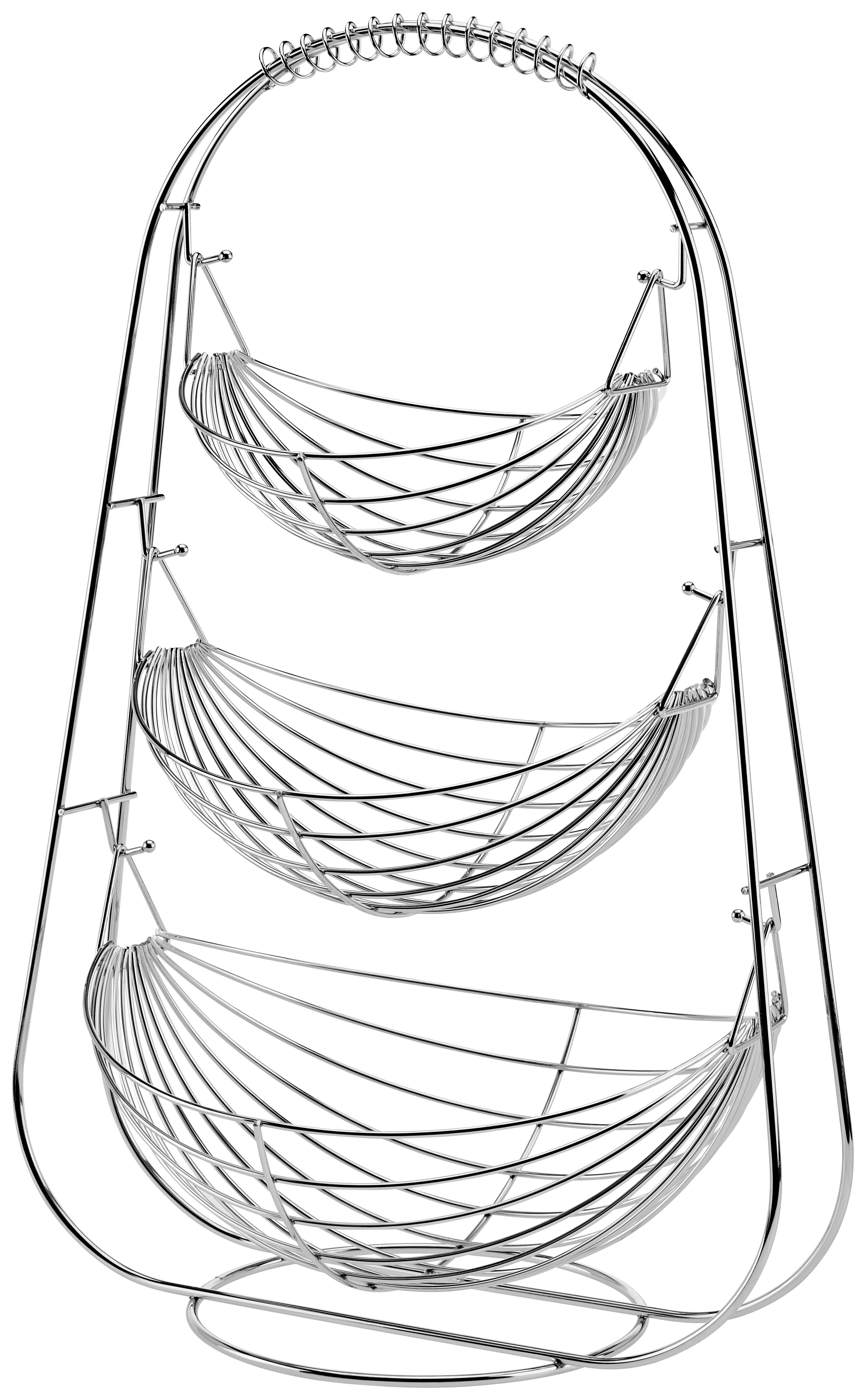 Obstkorb aus Stahl Anton LxBxH: 36x27x56cm 3 Körbe Chromfarben - Chromfarben, KONVENTIONELL, Metall (36/27/56cm) - Luca Bessoni