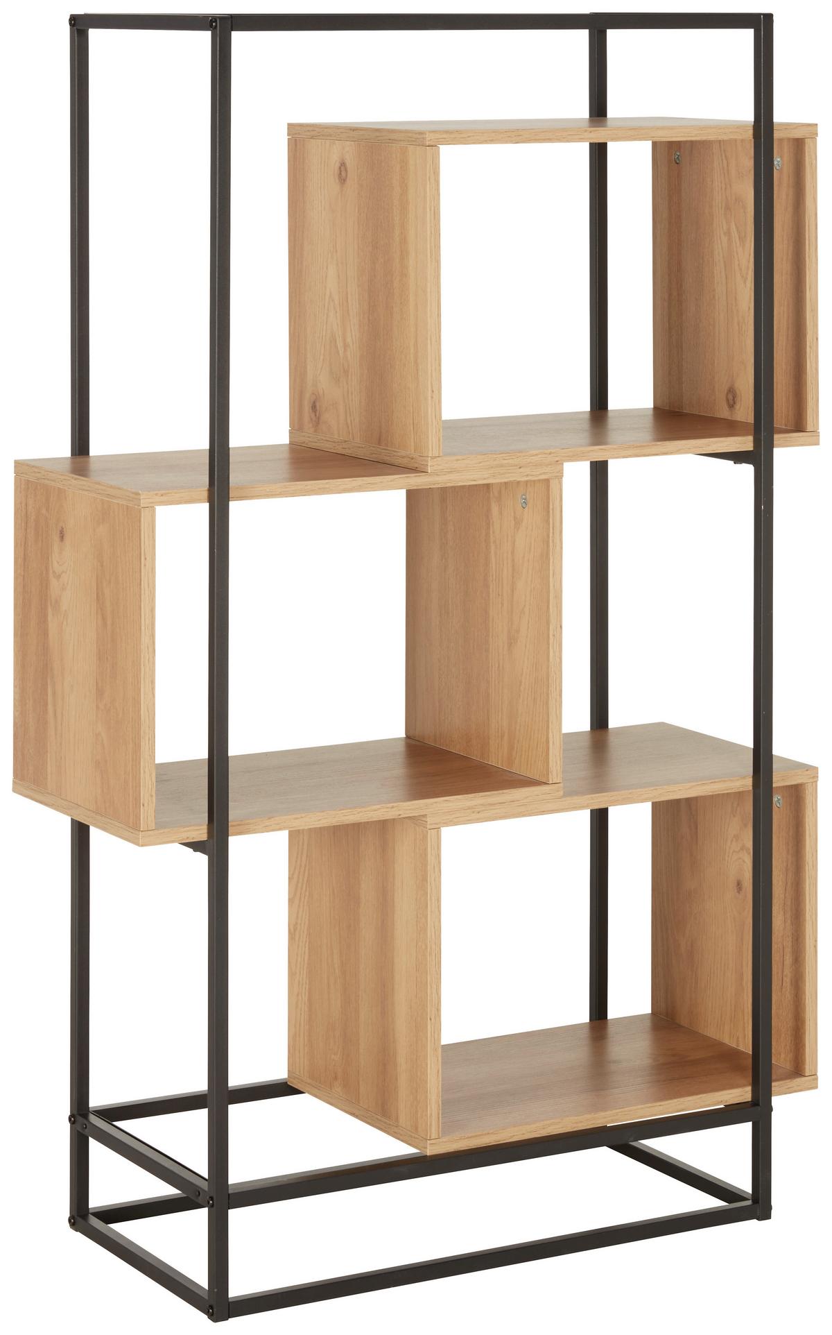 REGÁL ADRIAN -EXKLUSIV- - černá/přírodní barvy, Moderní, kov/kompozitní dřevo (80/126/33cm) - Mömax