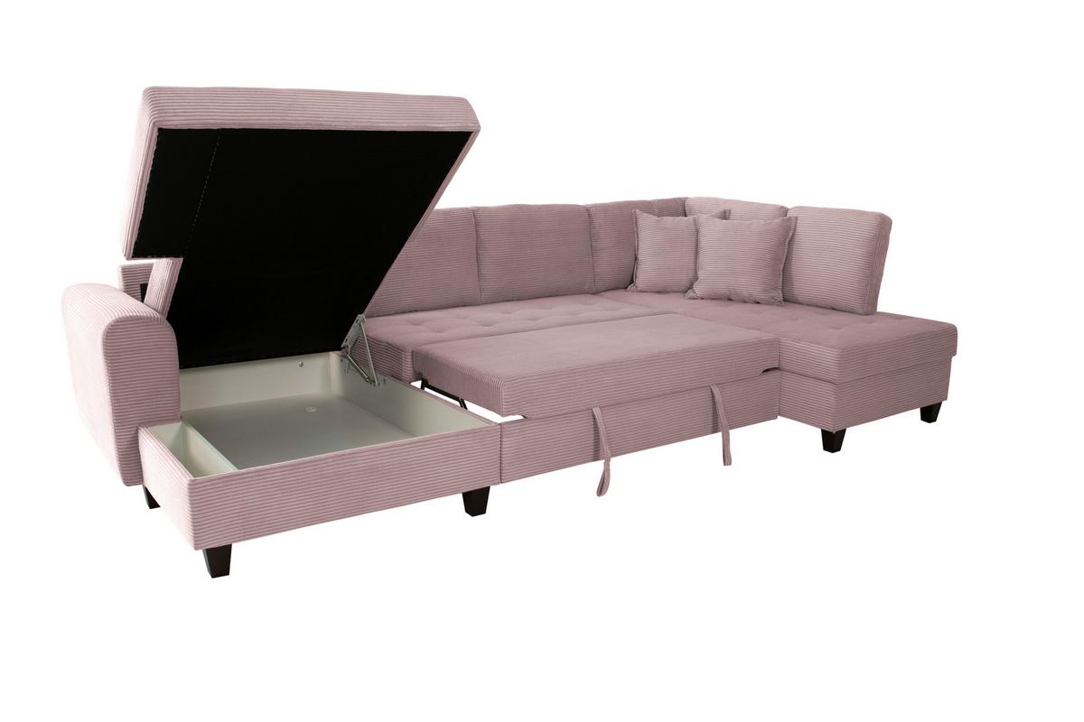 Wohnlandschaft Moritz Rosa U-Form:155x324x178 Cm - Rosa, Trend, Textil (155/324/178cm)