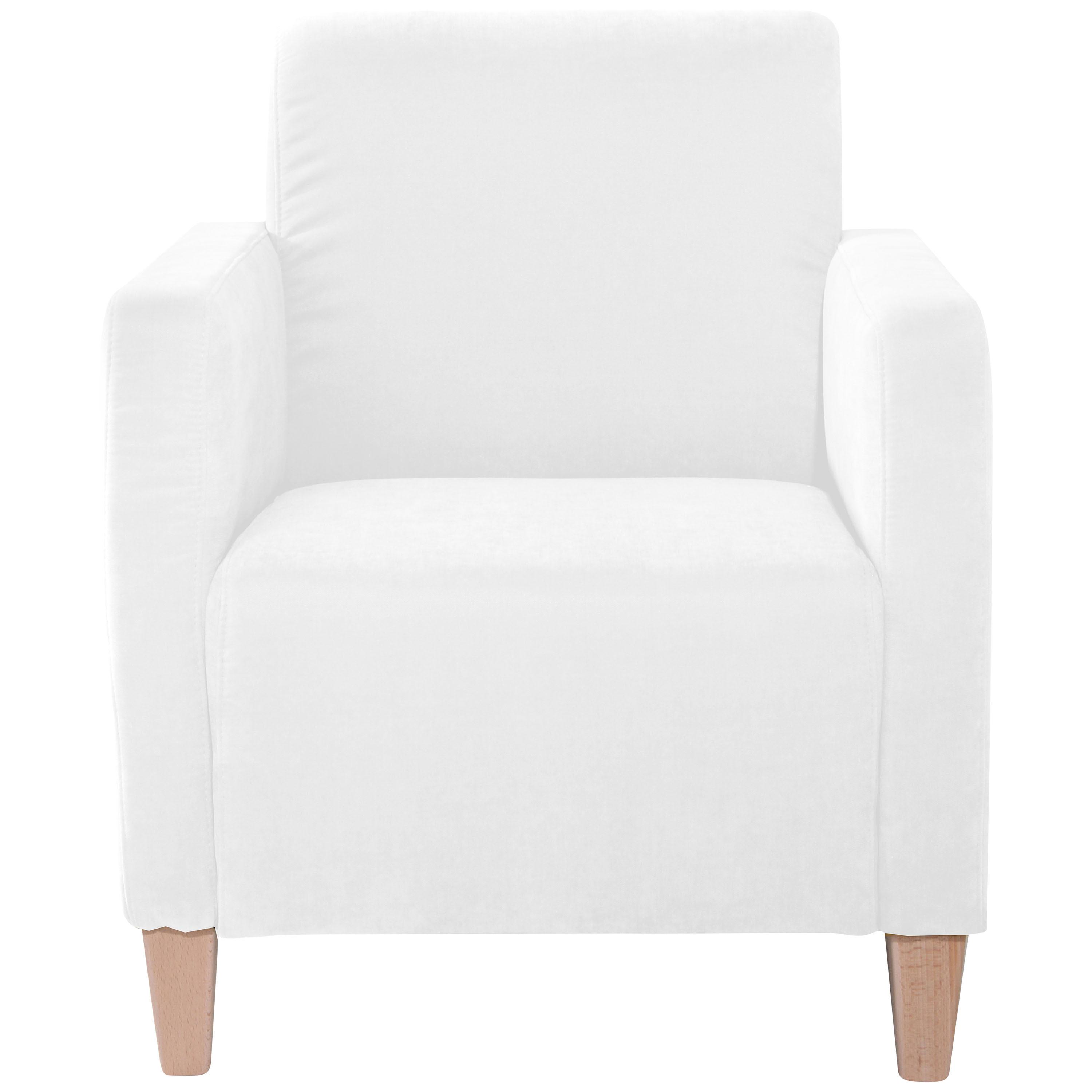 Polstersessel Mit Armlehnen Milla Samt Creme - Creme/Naturfarben, Design, Textil (71/81/70cm) - Max Winzer