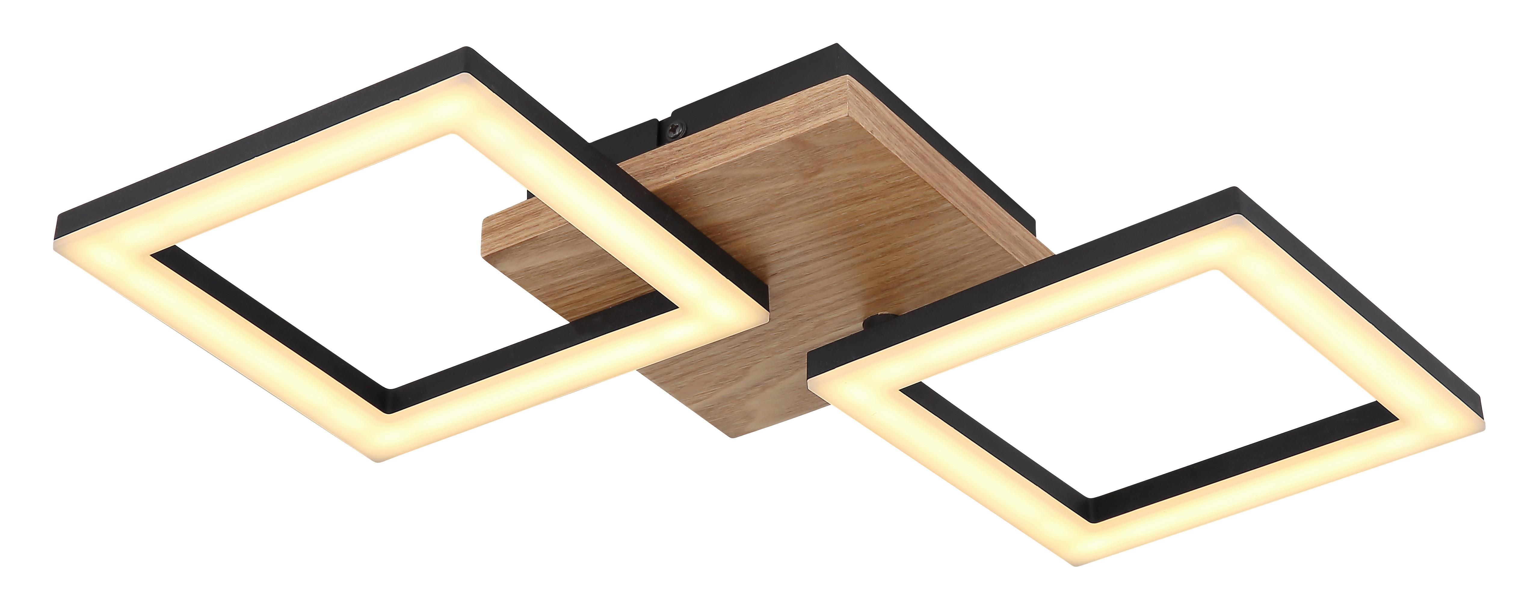 LED-Deckenleuchte 67280-18 - Dunkelbraun/Opal, Design, Holz/Kunststoff (46/22.5/7cm) - Globo