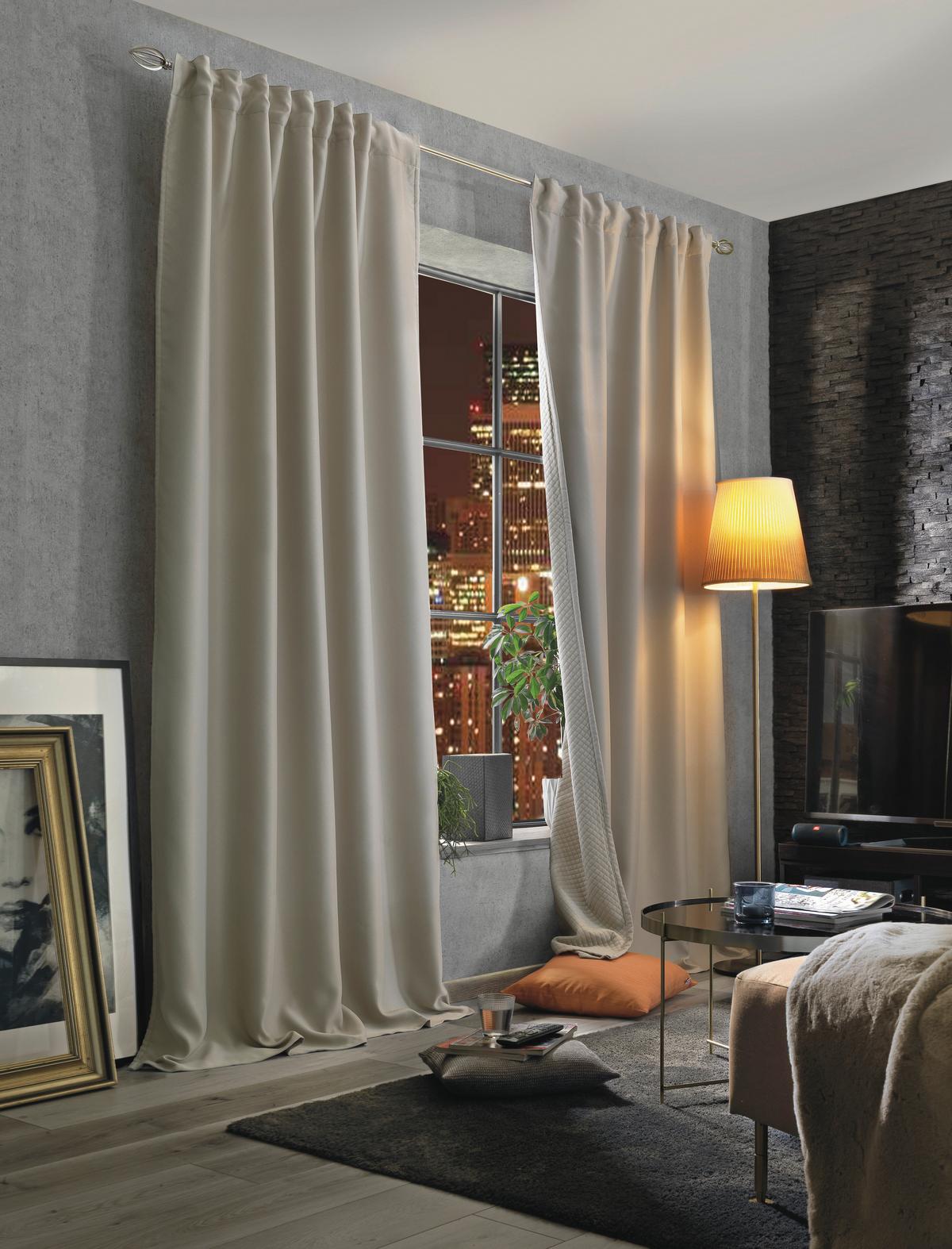 Lärmschutzvorhang Naturfarben B: 135 cm - Naturfarben, KONVENTIONELL, Textil (135/245cm)