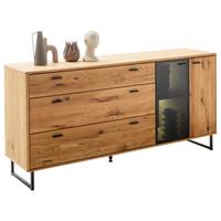 Sideboard Arezzo Wildeiche B: 179 cm - Wildeiche/Anthrazit, Design, Glas/Holz (179/85/44cm) - MID.YOU