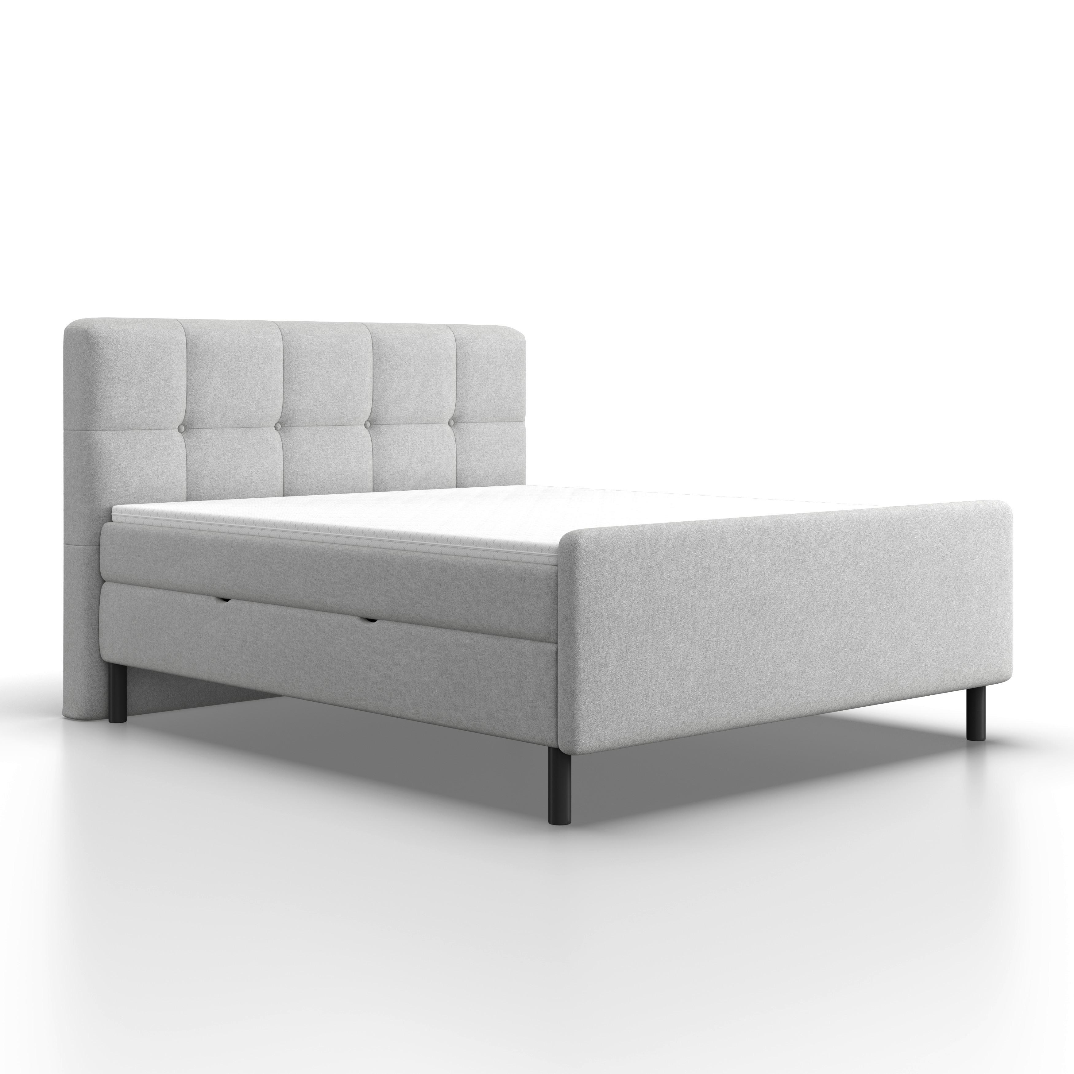 Posteľ boxspring MARBELLA 180x200, svetlosivá - čierna/svetlosivá, Modern, kov/drevo (180/200cm) - Bessagi Home