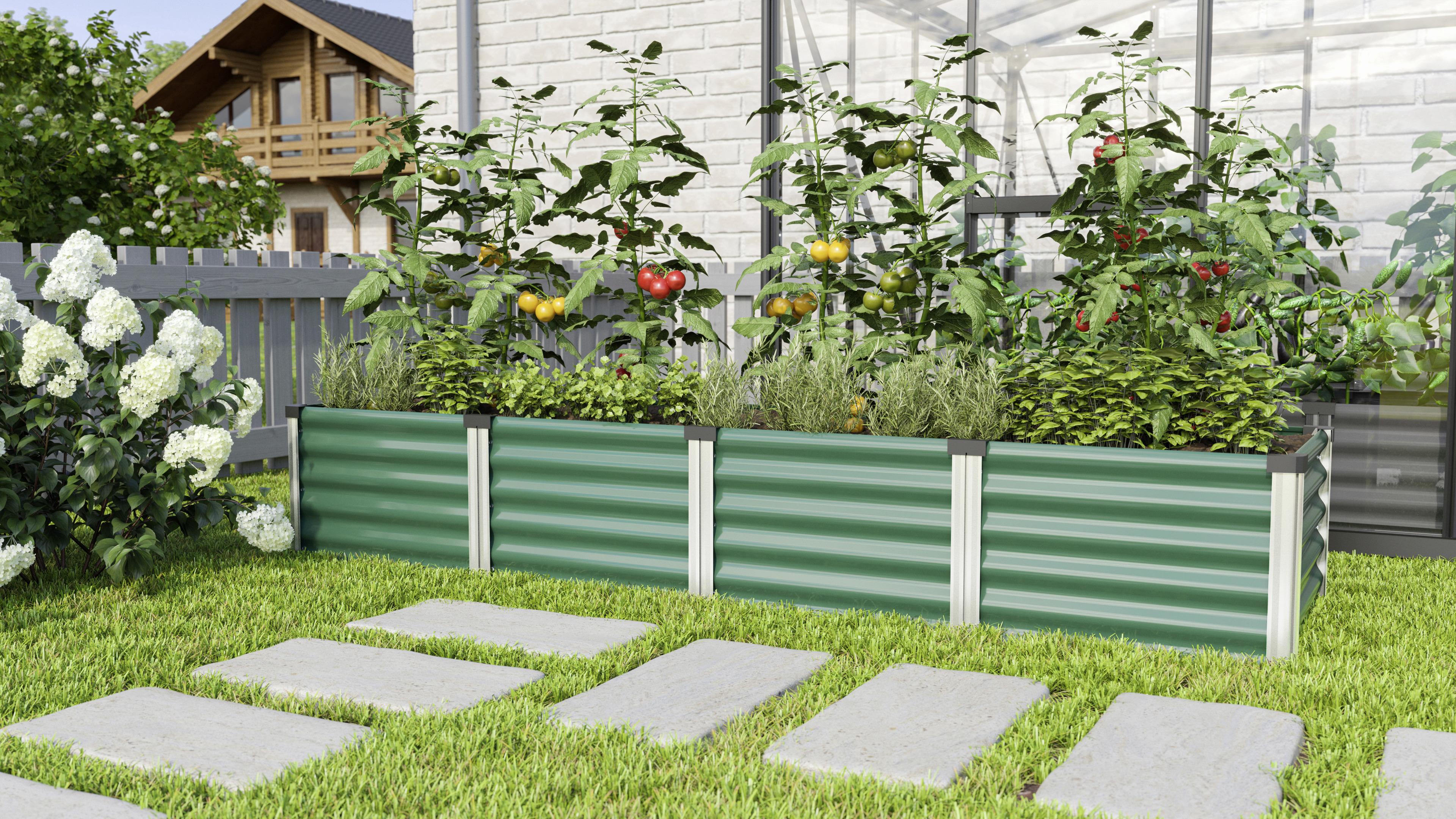 Hochbeet Stahl Linus 65x40,3x245 cm Dunkelgrün