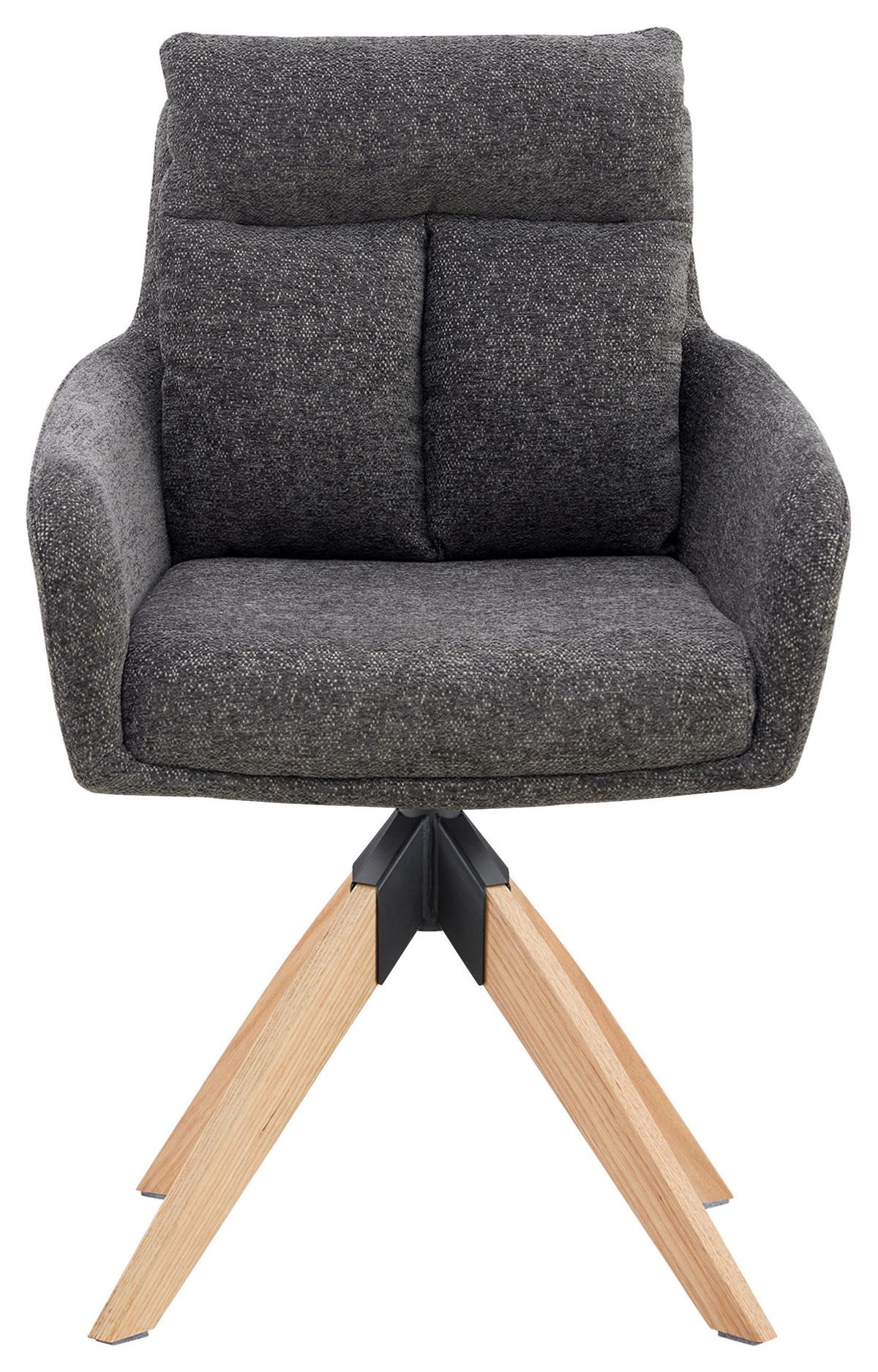 Armlehnstuhl Malik grau, Sitzflä. 360° drehbar - Naturfarben/Grau, KONVENTIONELL, Holz/Textil (59/92/63cm) - Livetastic