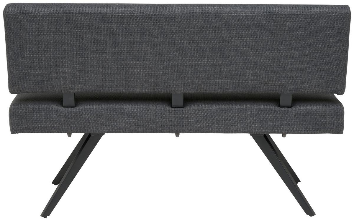 Sitzbank mit Lehne Andros dunkelgrau, B: 140cm - Dunkelgrau/Schwarz, KONVENTIONELL, Textil/Metall (140/90/62cm) - Livetastic