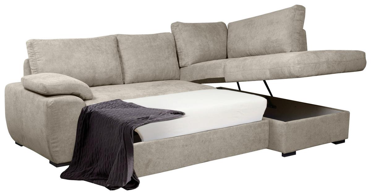 Rozkládací sedací souprava BYBLOS, pravé provedení - barvy stříbra/světle šedá, Moderní, textil/plast (240/170cm)