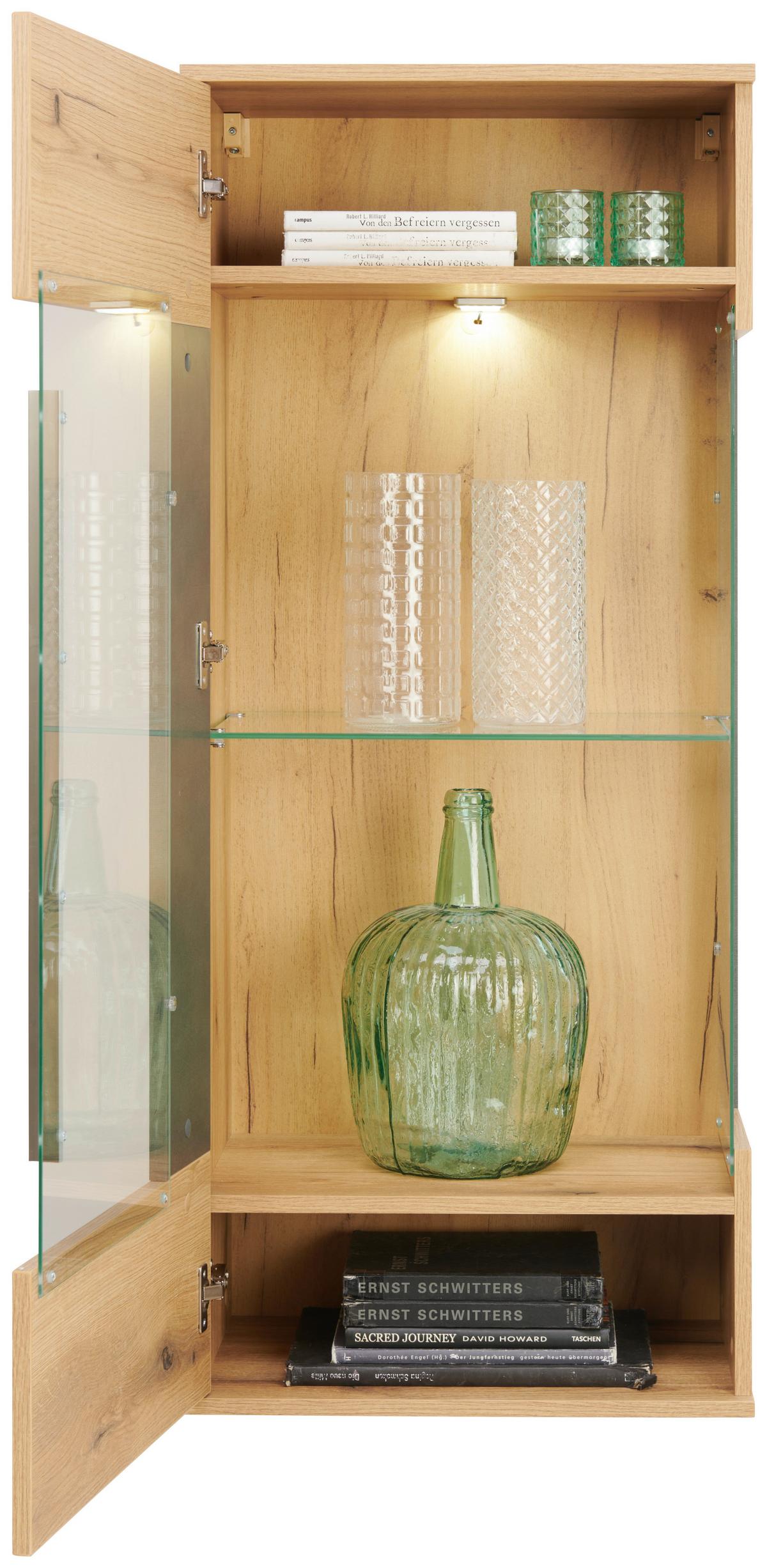 Hängevitrine Limit B: 53 cm Matera/Coast Evoke Eiche Dekor - MODERN, Glas/Holzwerkstoff (53/125/35cm)
