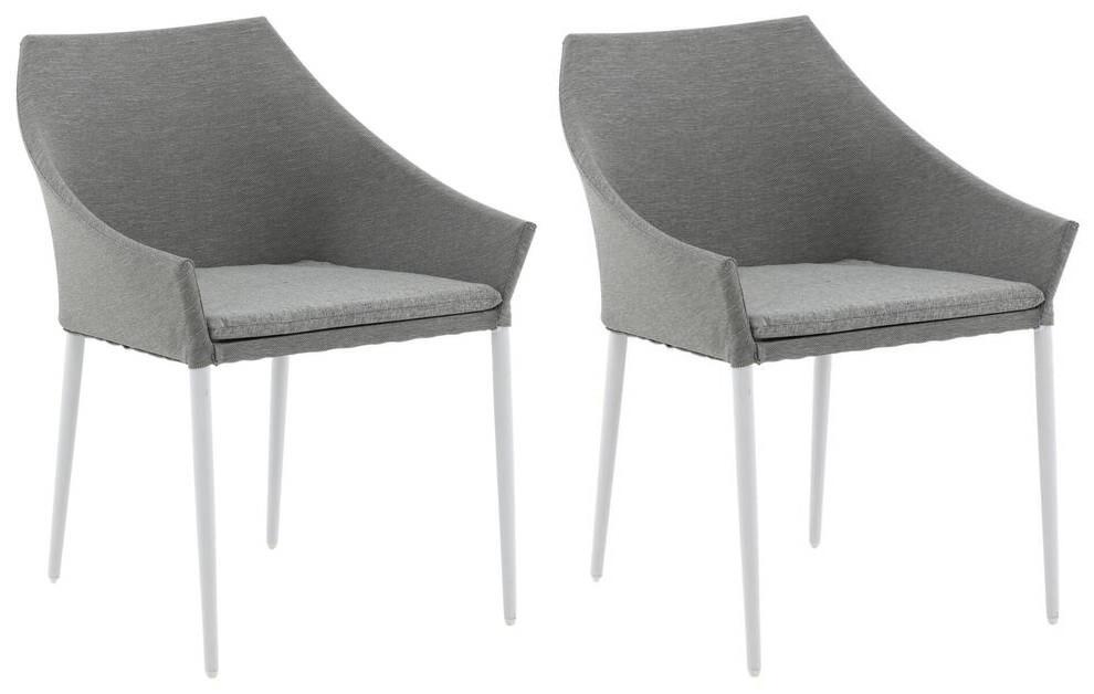 Gartensessel-Set 2-Tlg. Spoga Metall/Textil - Weiß/Grau, KONVENTIONELL, Textil/Metall (60/81/62cm) - Gardenson