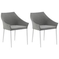 Gartensessel-Set 2-Tlg. Spoga Metall/Textil - Weiß/Grau, KONVENTIONELL, Textil/Metall (60/81/62cm) - Gardenson