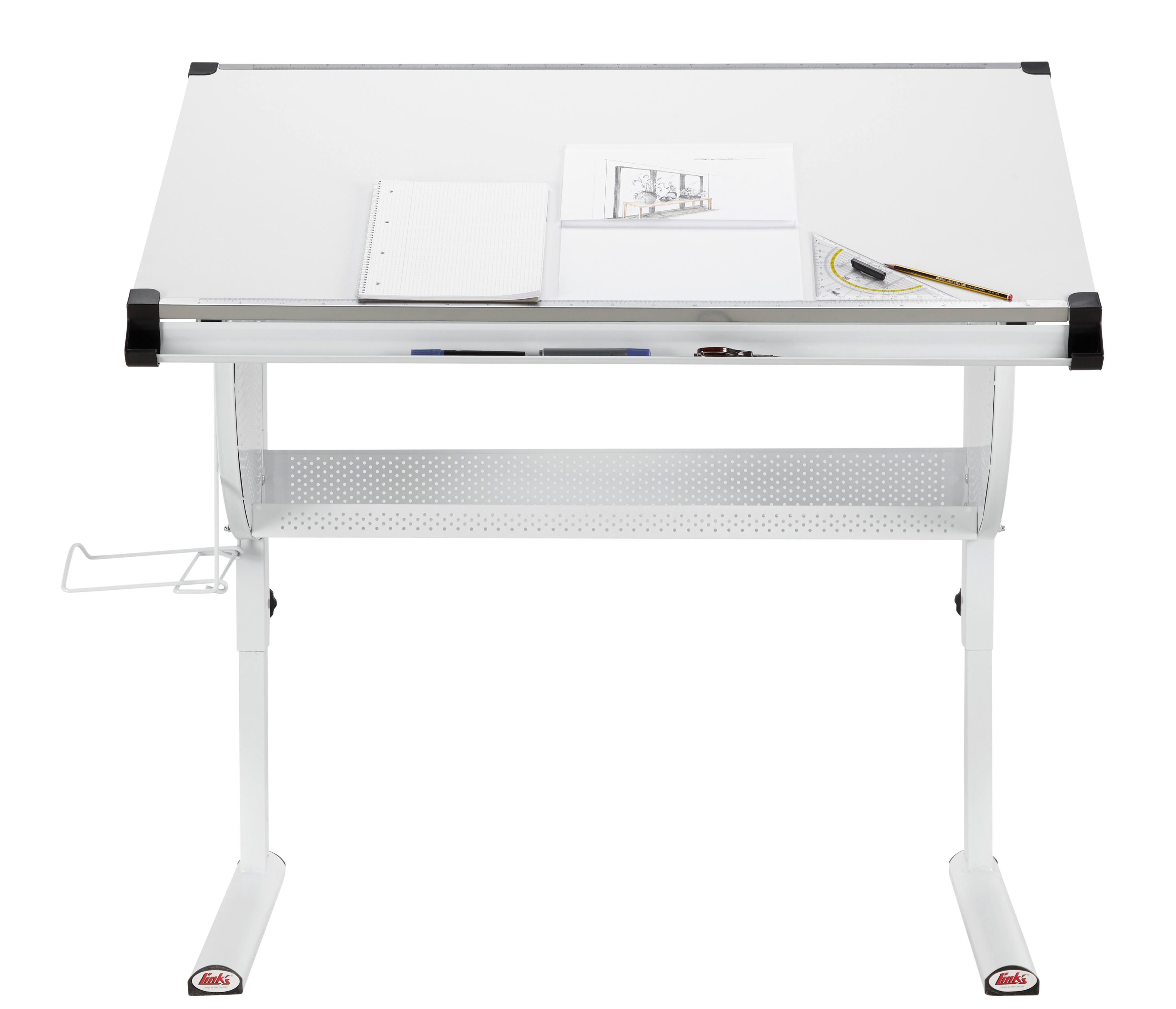 Jugendschreibtisch Neigbar B: 118 Cm H: 63 Cm Matts, Weiß - Pink/Weiß, MODERN, Holzwerkstoff/Metall (118/73/63cm) - MID.YOU