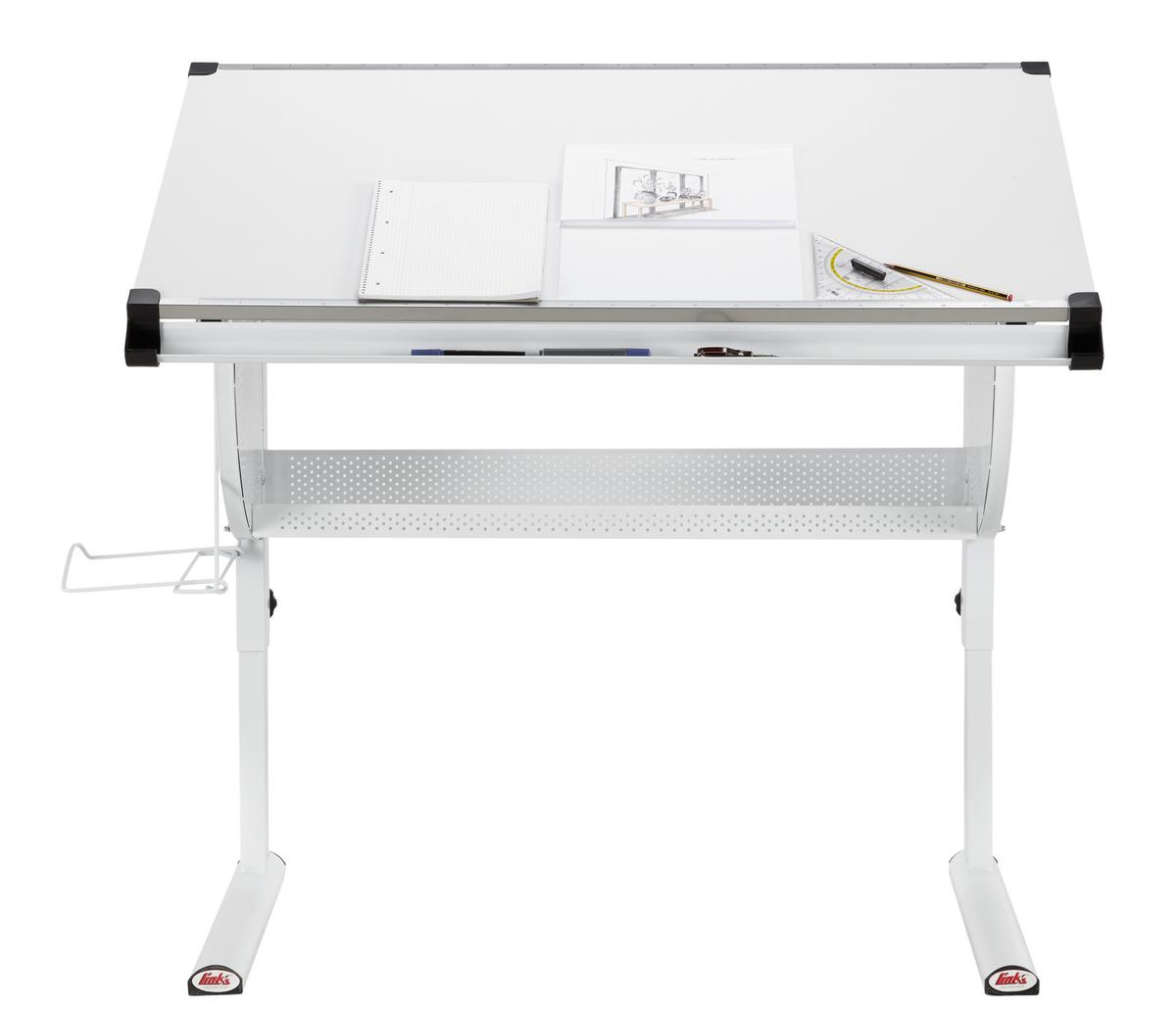 Jugendschreibtisch Neigbar B: 118 Cm H: 63 Cm Matts, Weiß - Pink/Weiß, MODERN, Holzwerkstoff/Metall (118/73/63cm) - MID.YOU