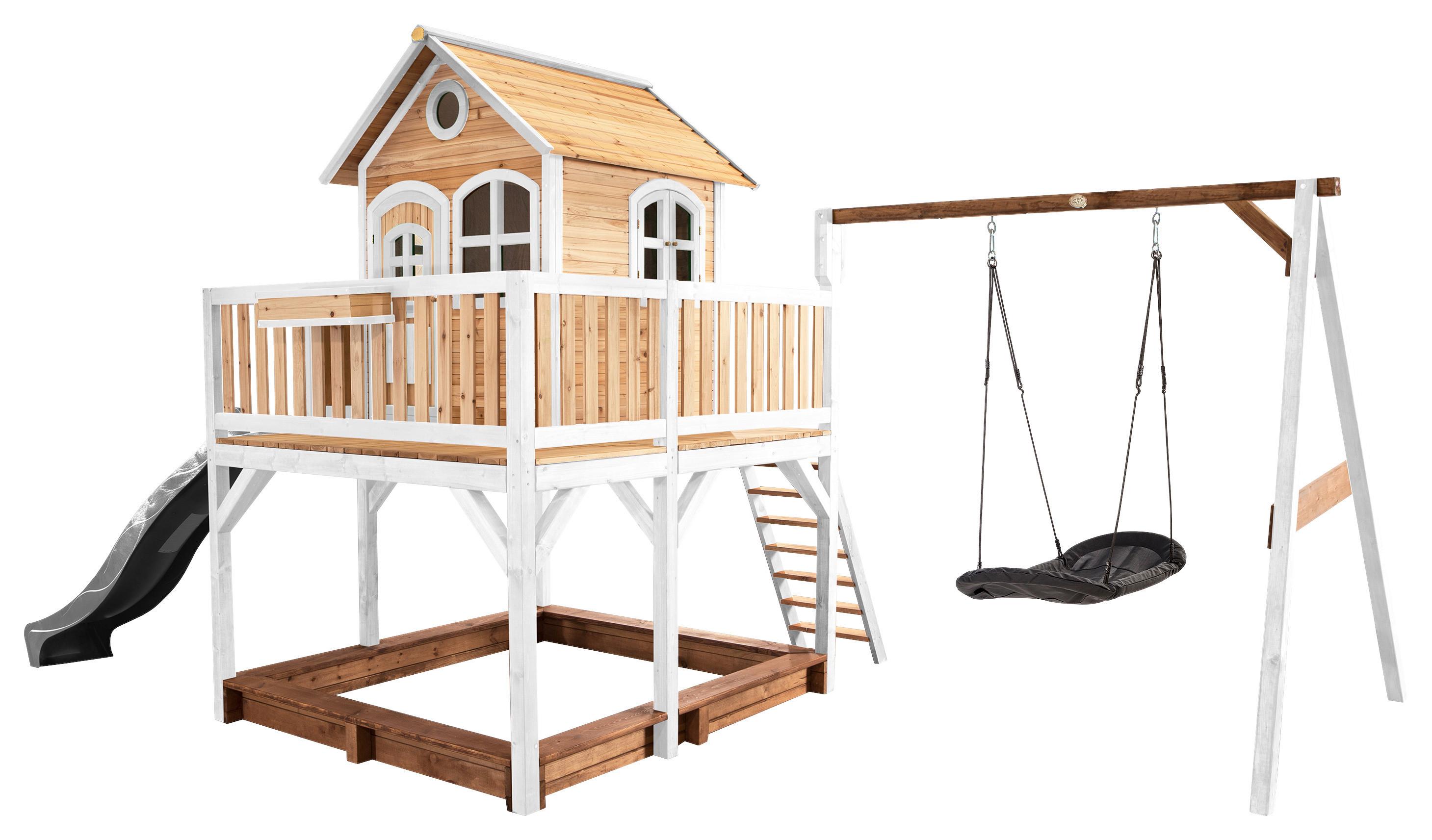 Spielturm A030.158.81 - Braun/Weiß, KONVENTIONELL, Holz (613/291/277cm) - Ambia Garden