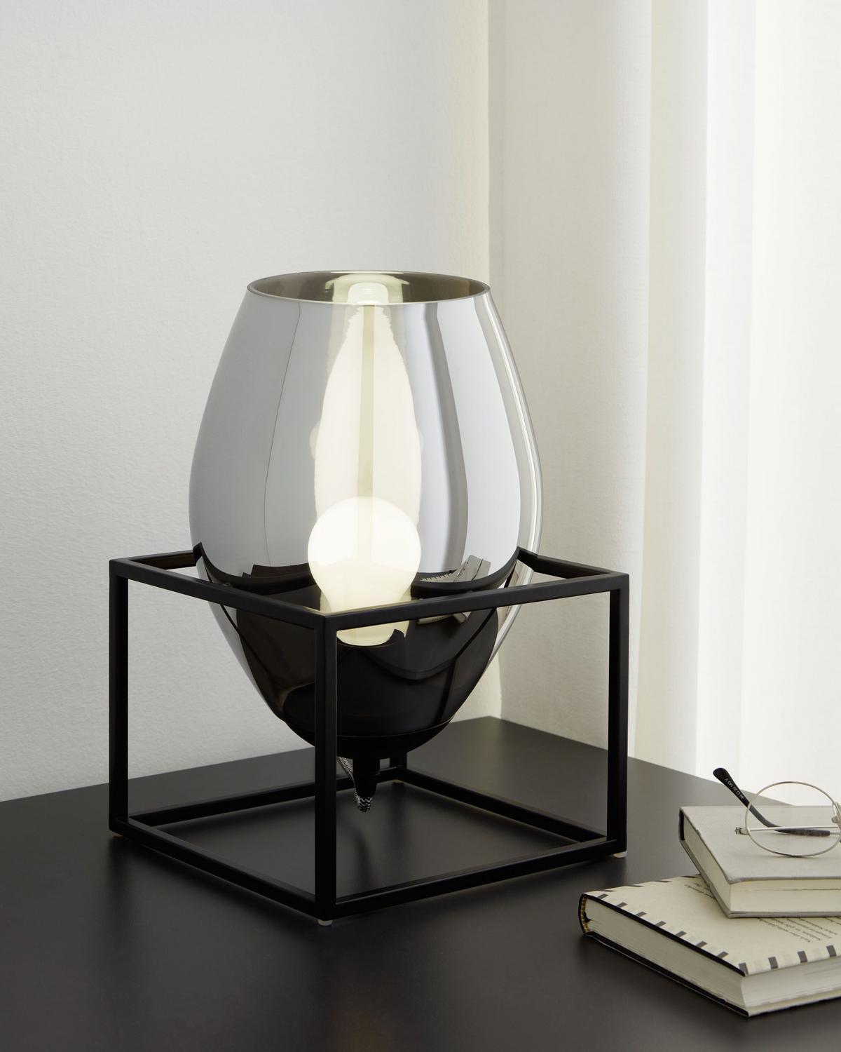 Tischleuchte 97209 * Olival 1 - Schwarz, Design, Glas/Metall (20/20/30,5cm) - Eglo