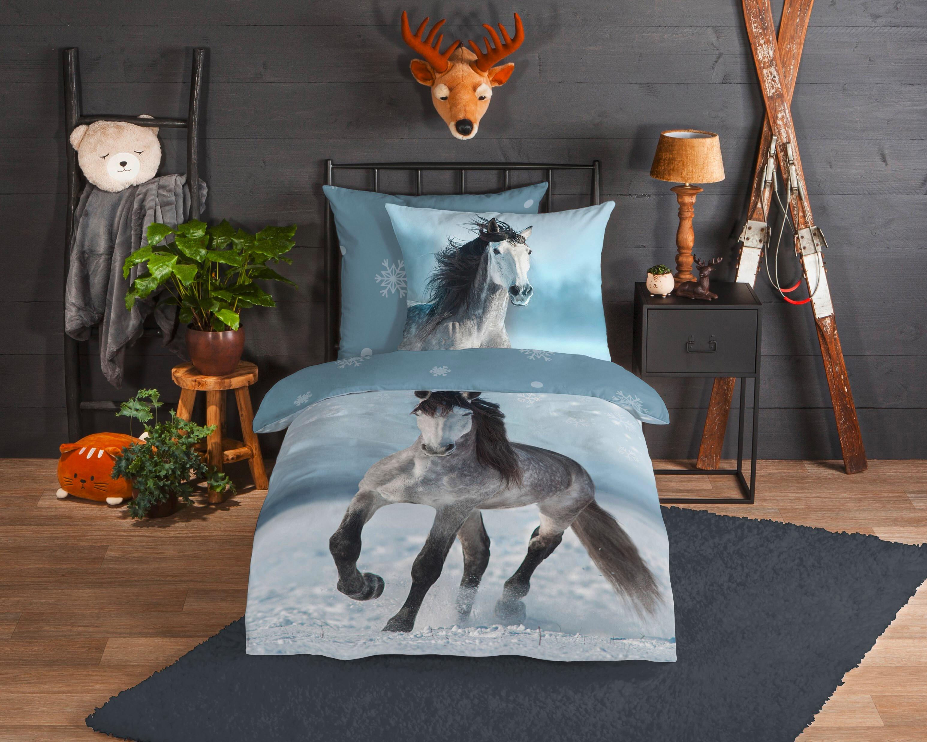 Jugendbettwäsche Dreamer Blau Grau 135x200 cm - Blau/Grau, Design, Textil (135/200cm)