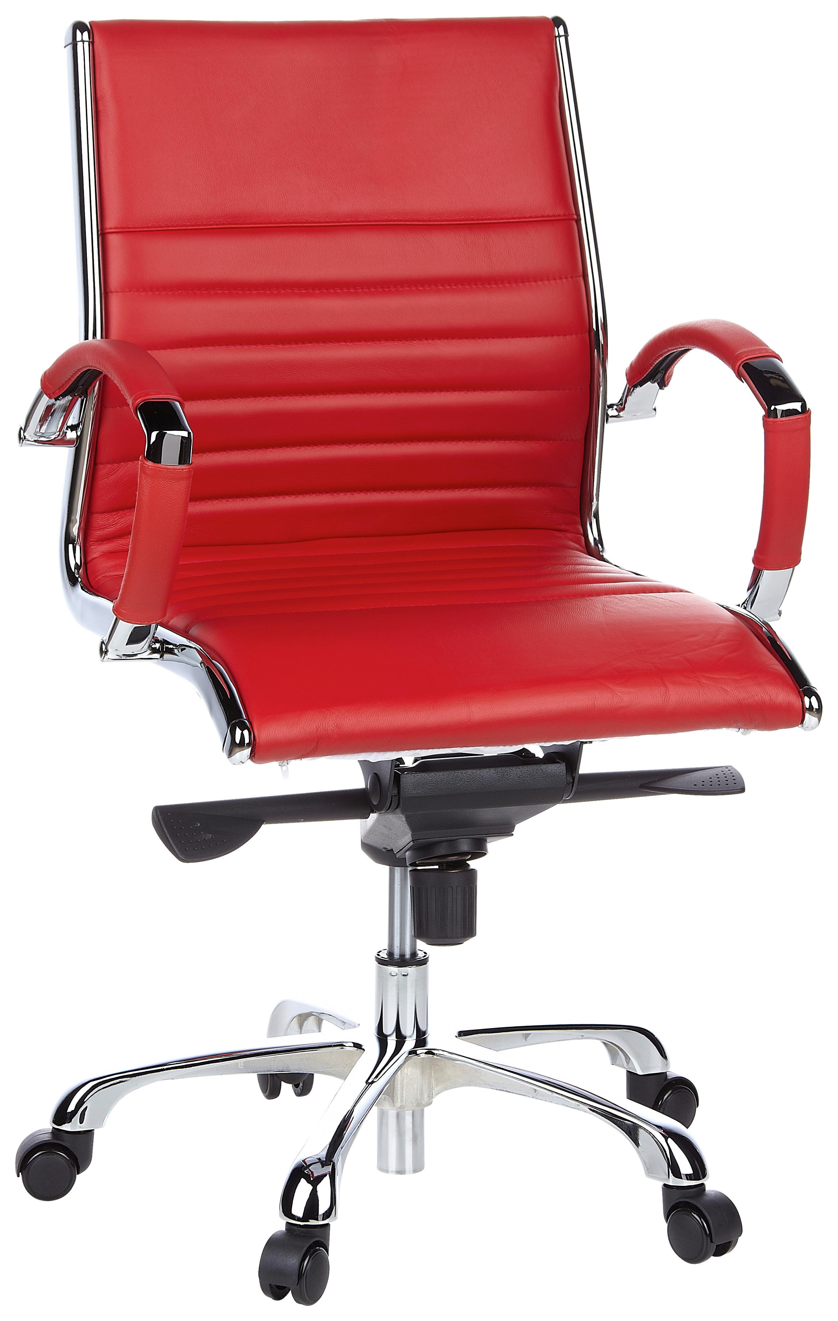 Bürostuhl Parma Mit Wippfunktion Rot Bis 110 Kg - Chromfarben/Rot, MODERN, Leder/Kunststoff (60/111/50cm) - MID.YOU