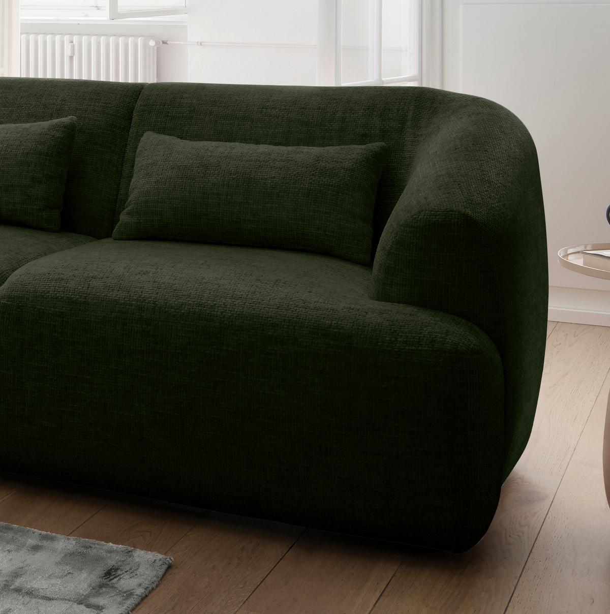 Ecksofa Caponi Dunkelgrün S: 160x256 Cm - Dunkelgrün/Schwarz, MODERN, Textil (160/256cm) - Livetastic