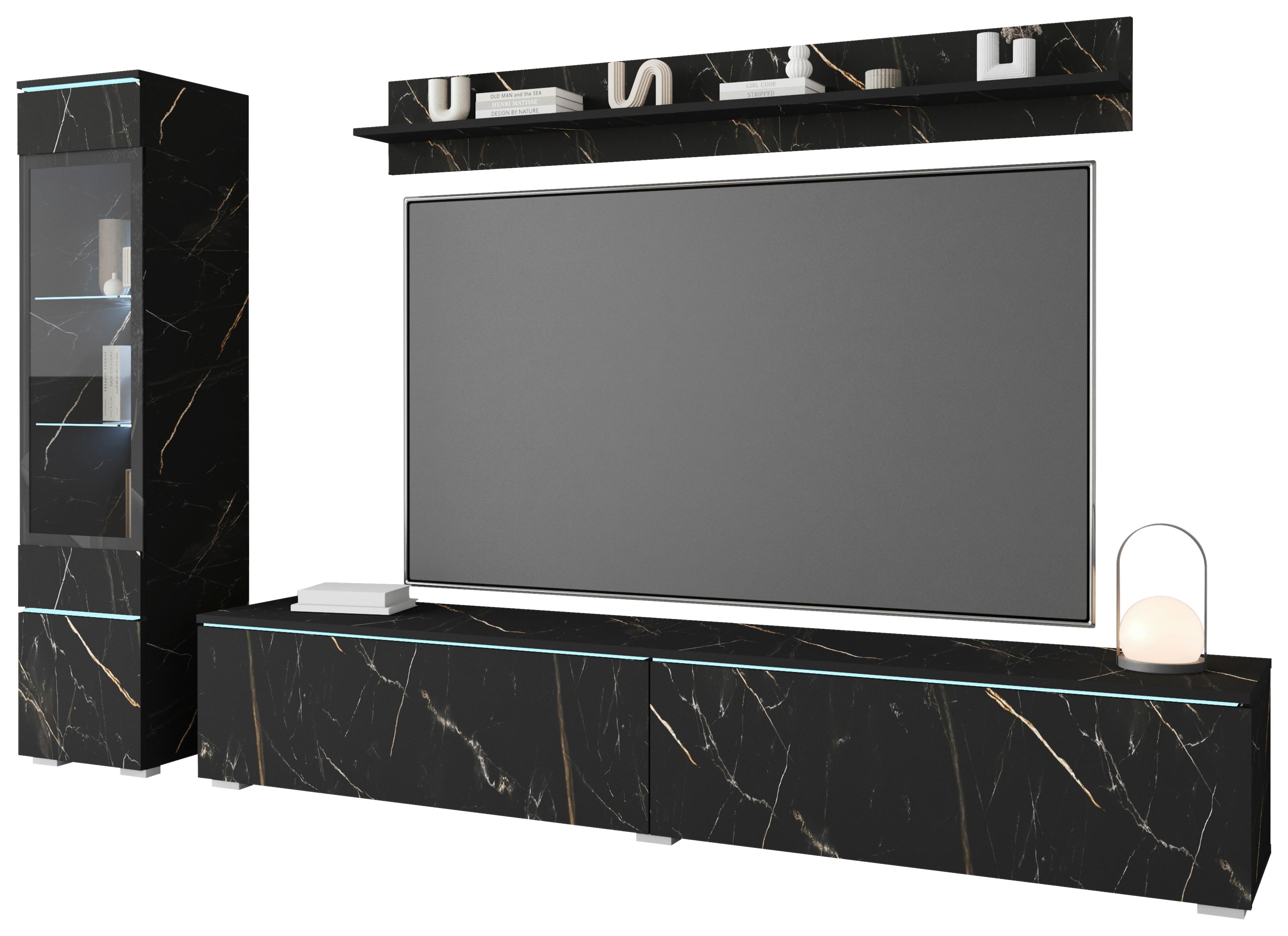 Obývací stěna VERA - šedá/barvy břidlice, Basics, kompozitní dřevo/plast (210/130/33cm) - P & B