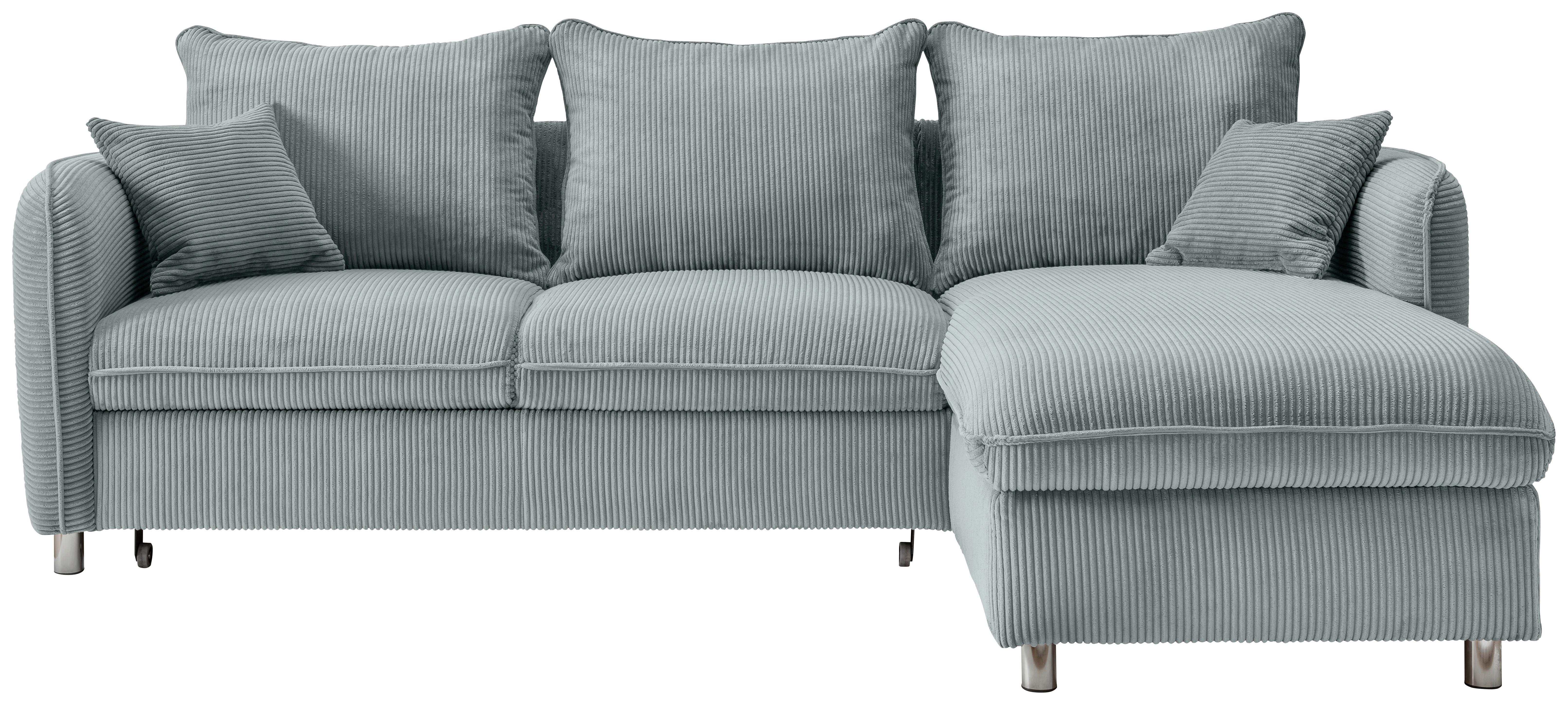 Eckschlafsofa Lauritio Hellblau S: 254x160 cm - Chromfarben/Hellblau, MODERN, Textil (254/160cm) - Livetastic
